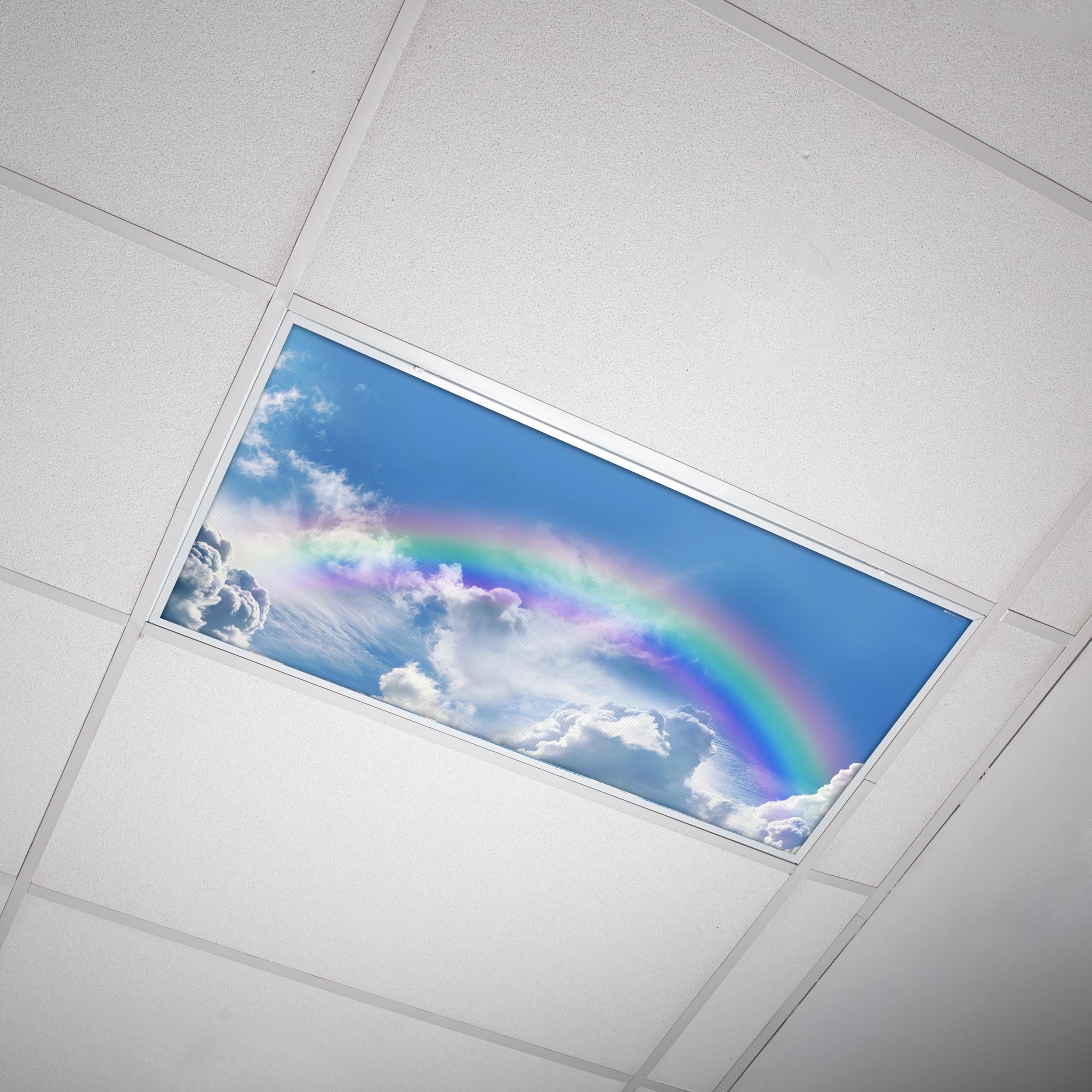 OCTO LIGHTS Fluorescent Light Cover - Rainbow Cloud, Backlit Film, 2x4 (22.38inx46.5in), Model CLD-022-2x4,