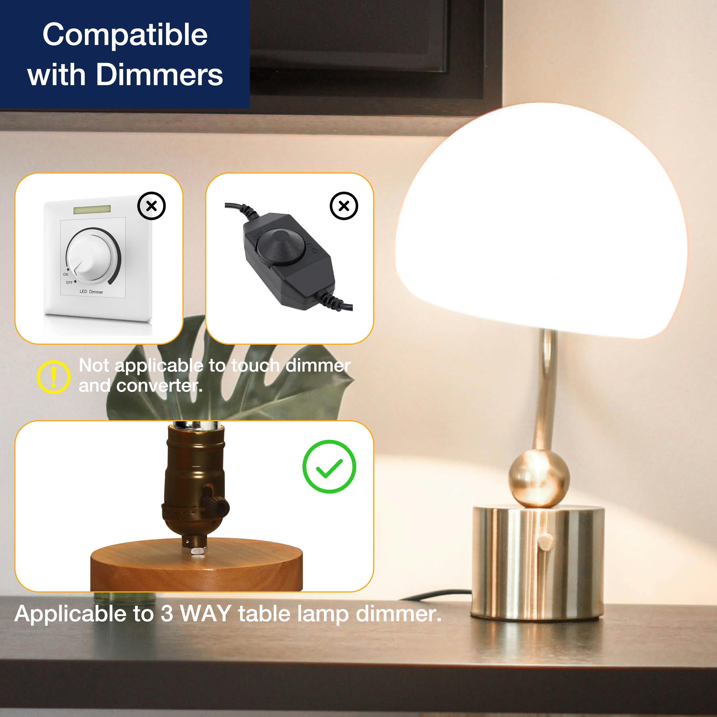 Flsnt ?? ?????? ?????? ?????????? ??????????, A21 Led Light Bulb E26 Standard Base, 40W 60W 100W Equivalent, 3-Way Dimmable A21