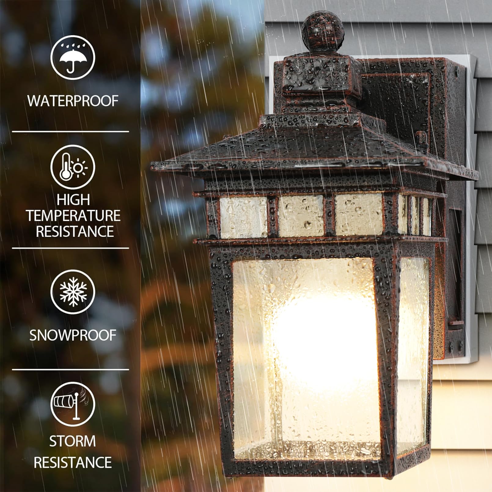 Apoto Outdoor Dusk To Dawn Light With Gfci Outlet, Waterproof Aluminum Wall Sconce, Antique Black/Bronze Gold