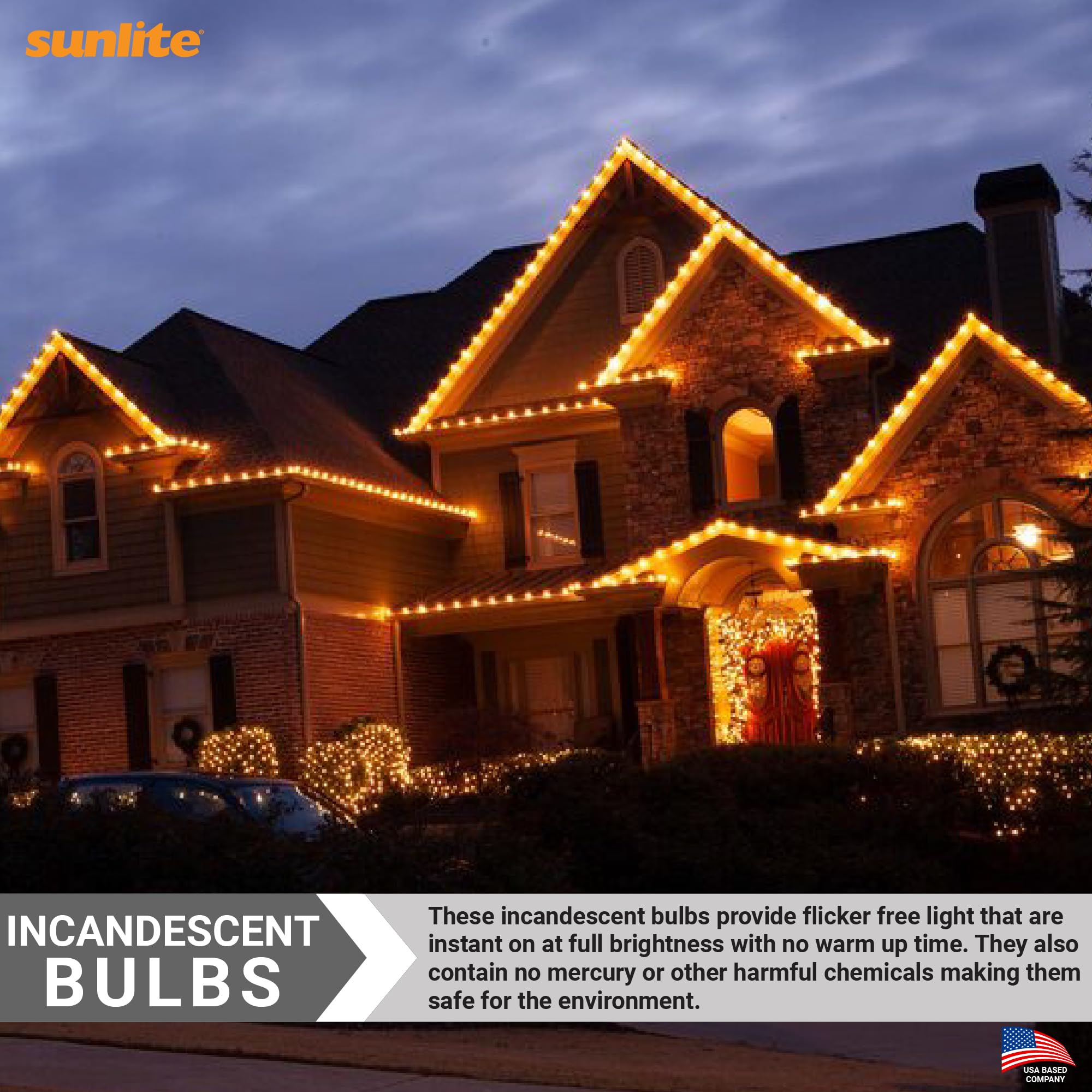 Sunlite Incandescent C9 Colored Night Light Bulb, 7 watts, 120 Volts, Intermediate E17 Screw Base, 2000 Rated Hours, Christmas-L