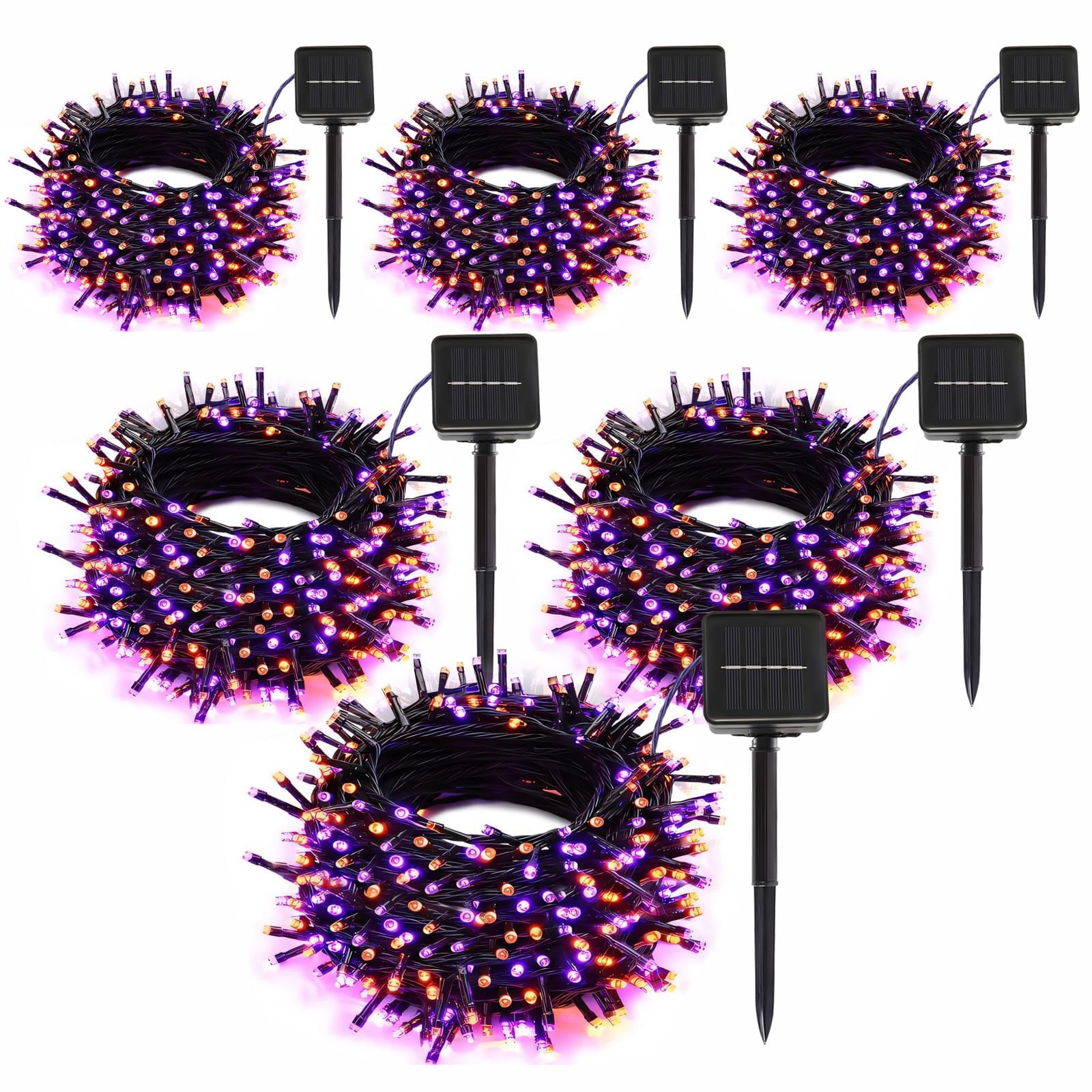 SyouHome 6-Pack Solar String Lights, 600 LED Extra-Long 236Ft Solar Halloween Lights Outdoor Waterproof, 8 Modes Led Halloween L
