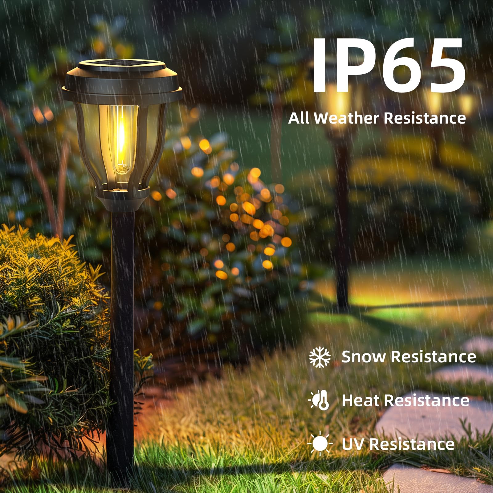 DERAYSION 12 Pack Solar Pathway Lights, Auto On/Off, Waterproof, Black, Model B90H for Garden, Yard, Walkway, Driveway