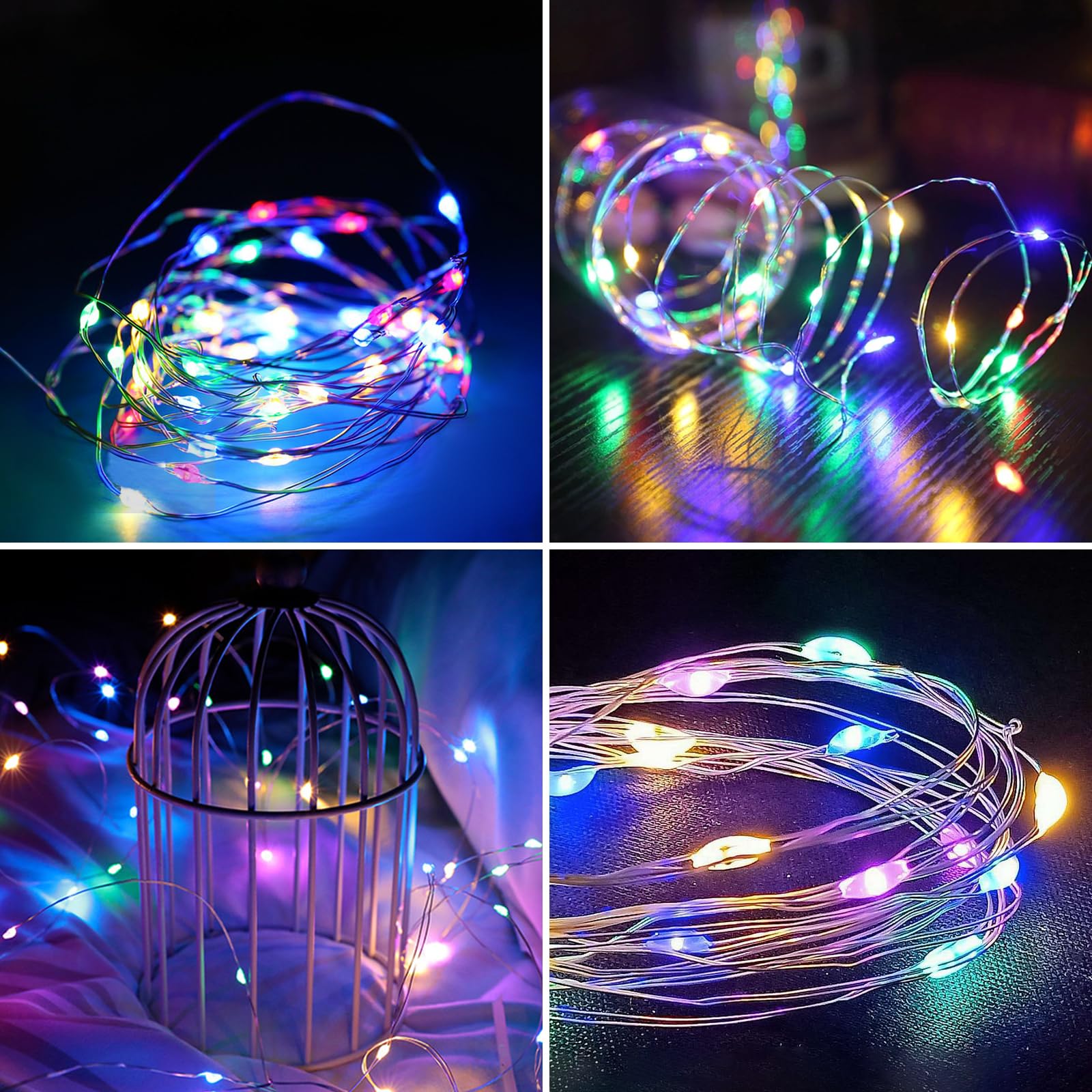 Selarlyt 2-Pack Solar Fairy Lights, 200 LEDs, Multicolor, Copper, 8 Modes, Outdoor Garden Patio Decorations