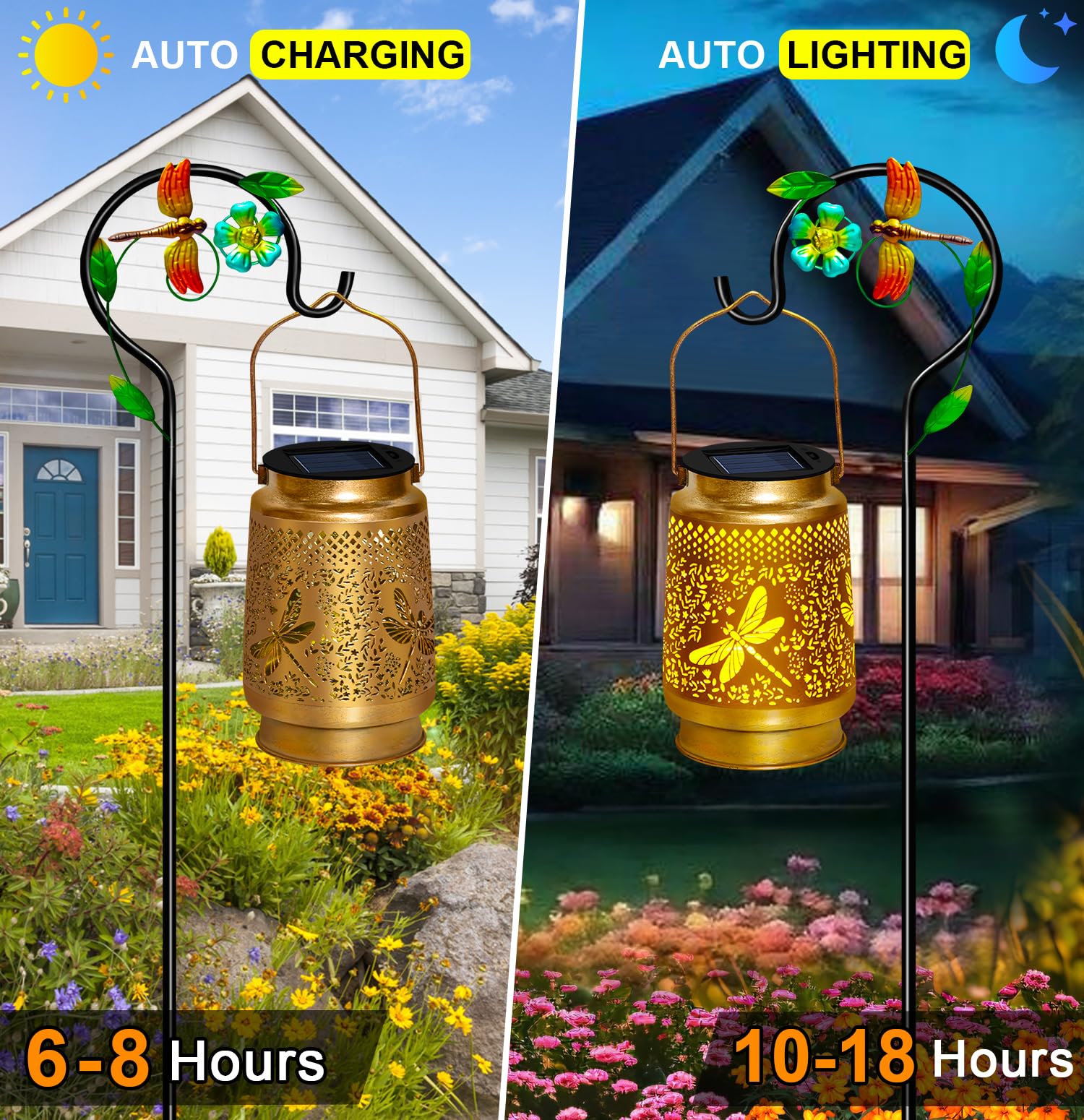 Dragonfly Solar Lanterns Outdoor Waterproof,Hanging Solar Lights Dragonfly Garden Decor,Mother'S Day Gifts For Women Grandma,Met