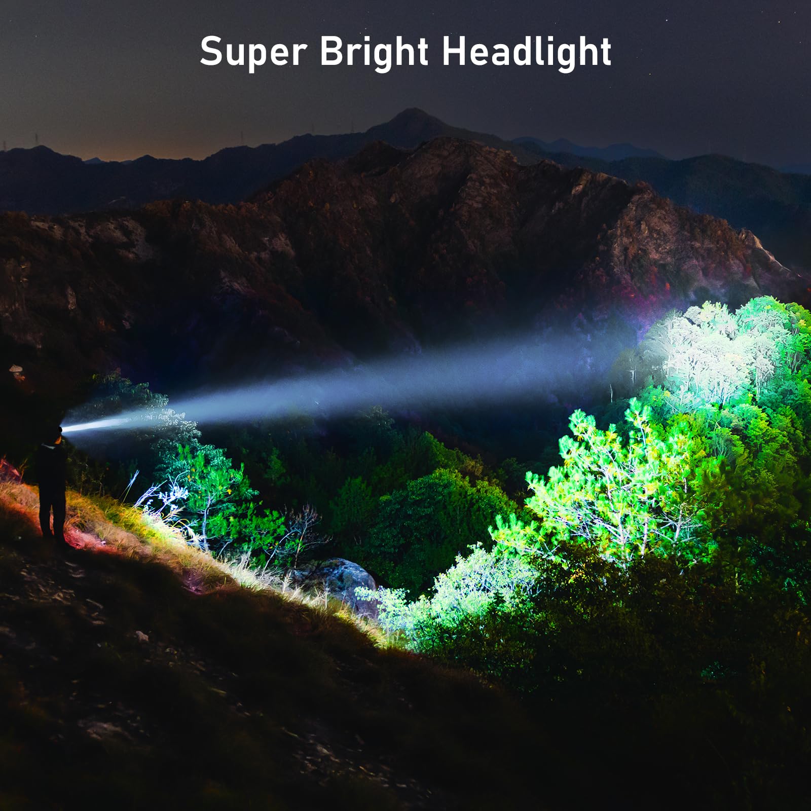 Blukar LED Headlamp Rechargeable,2000L Super Bright Headlight with Motion Sensor-Dimmable Brightness,8 Modes,Spotlight&Floodligh