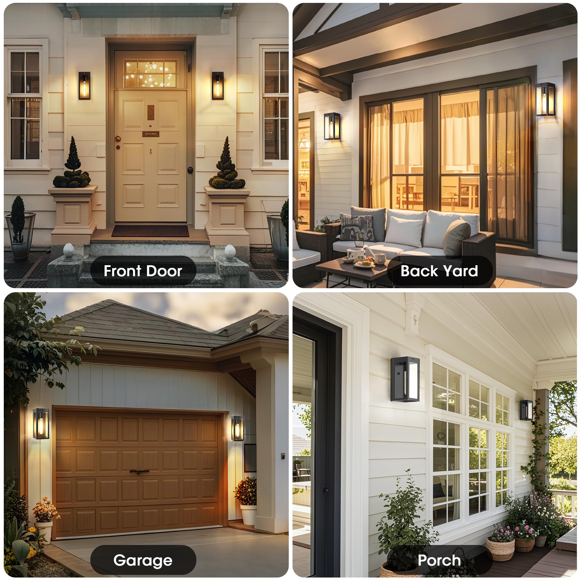 10.6 Motion Sensor Outdoor Wall Sconce Lights 2Pack  Dusk To Dawn Black Exterior Lighting Fixtures With 3 Lighting Modes  Front Porch Lights Outdoor Garage Lighting Fixtures Wall Mount For House