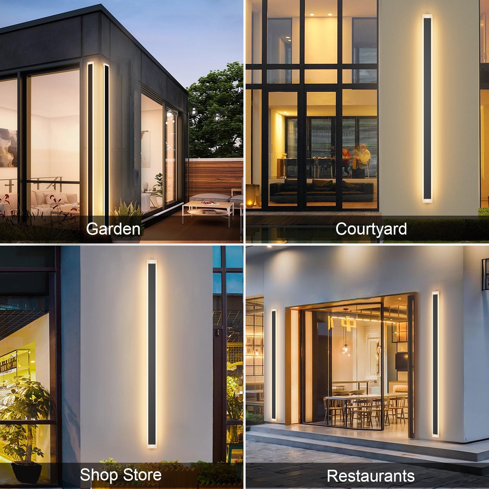 Aipsun 71" Black Porch Wall Light Sconce, Modern Outdoor Fixture, Model HW603, 55W, 3000K for Living Room and Corridor