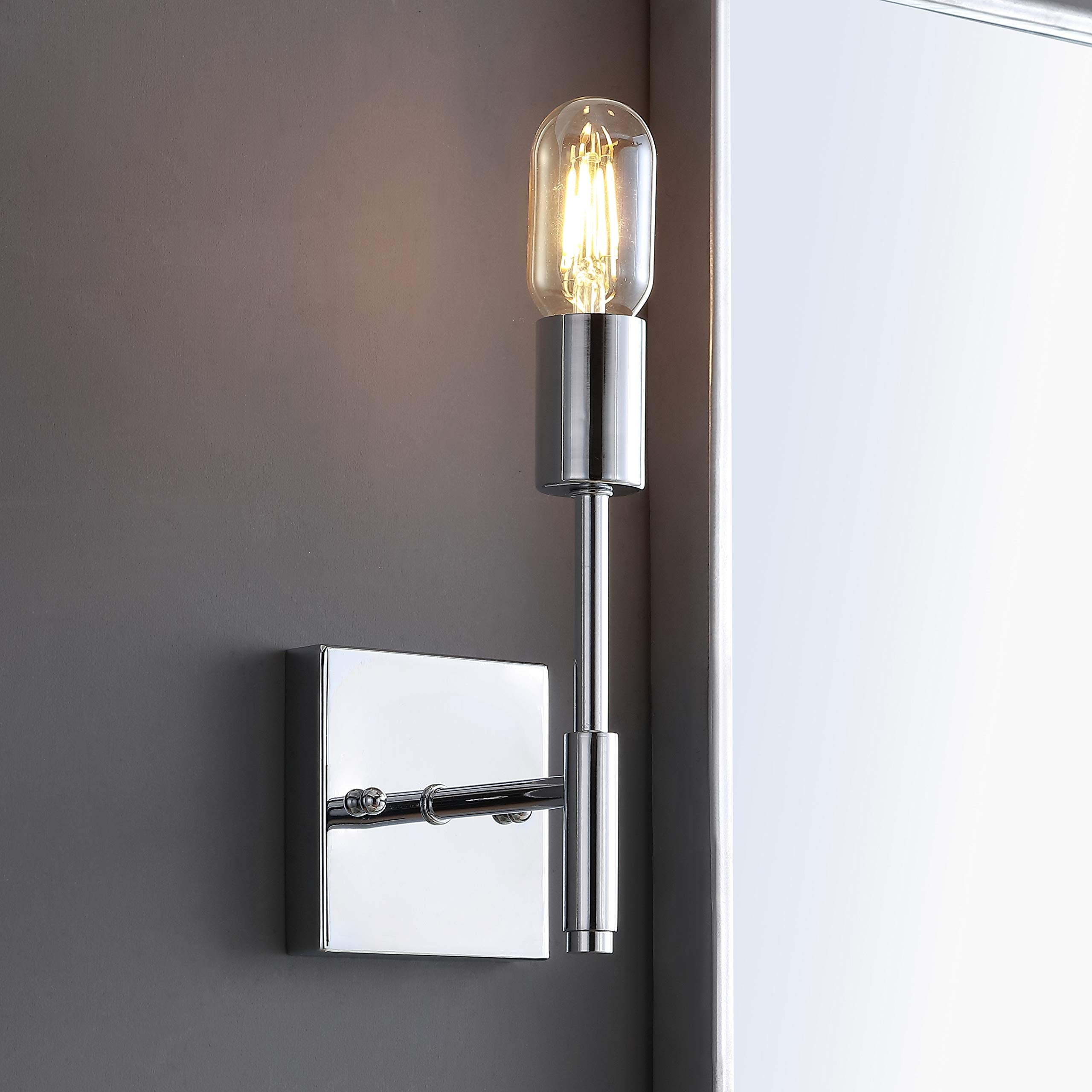 JONATHAN Y Turing 5in 1-Light Metal LED Wall Sconce, Chrome, Model JYL7455A