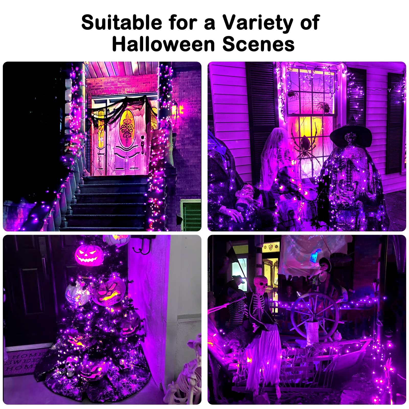 BlcTec Purple Halloween Lights 300 LED 108FT, Waterproof with Timer, Energy-Saving LED & Copper Wire, Model JT-EL/FC300V0200-C