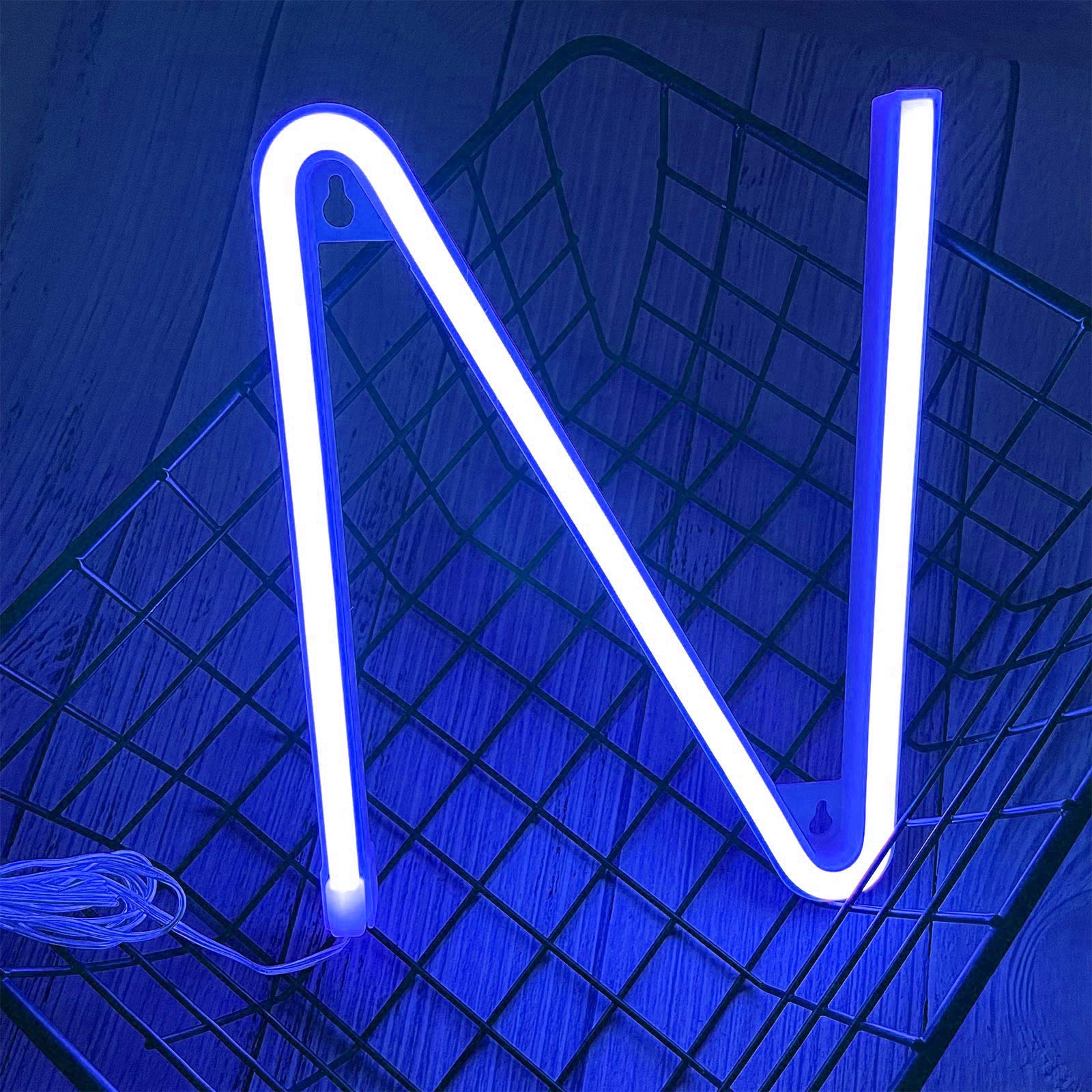 ENUOLI Neon Letters Sign - Blue Marquee Light Up Wall Decor for Parties & Events - Model nNH.N-B