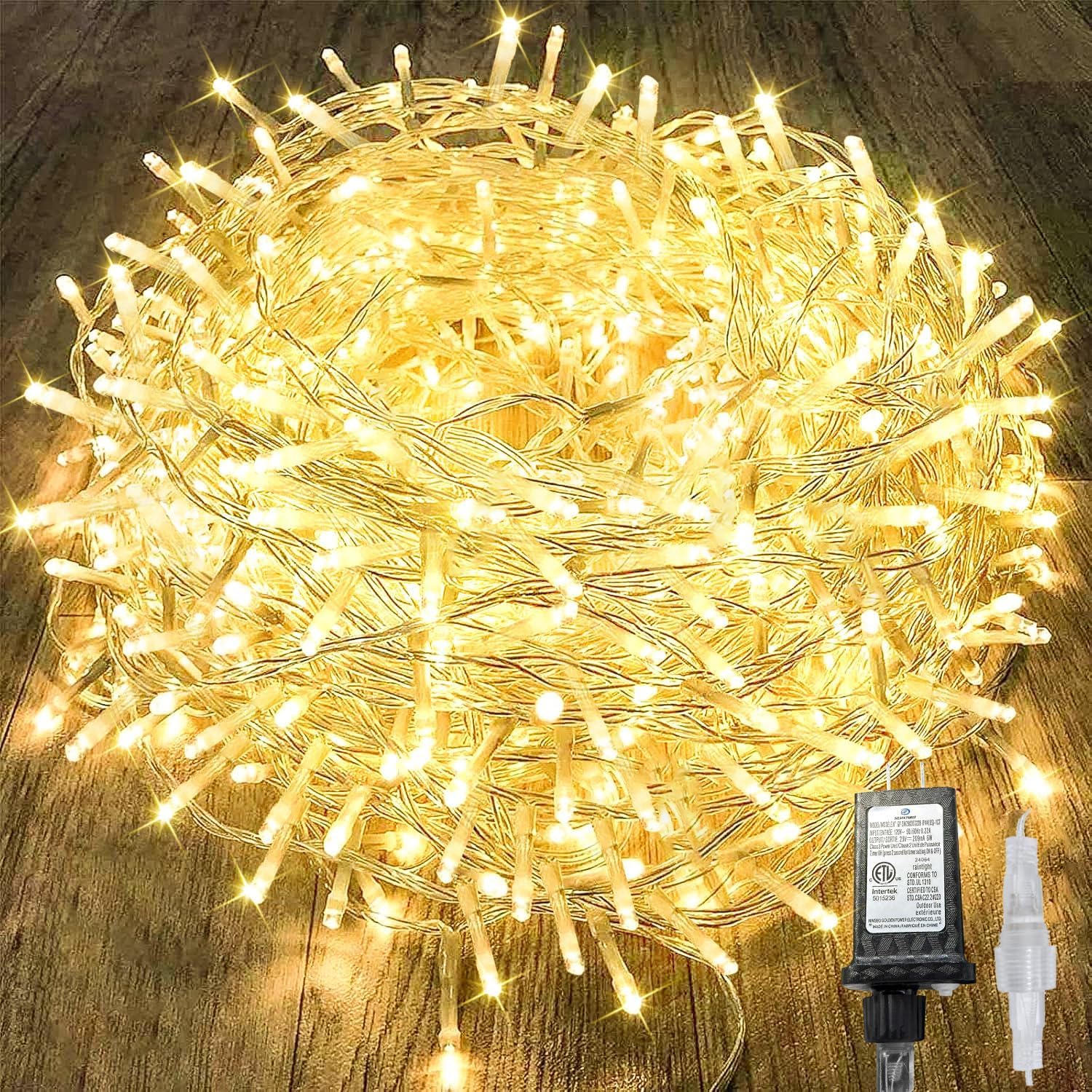 KAQ 480LED Connectable String Lights, Warm White, 240LED 2PK, Clear Wire, Model GP-SW290DC0209-IP44, Indoor Outdoor Decor