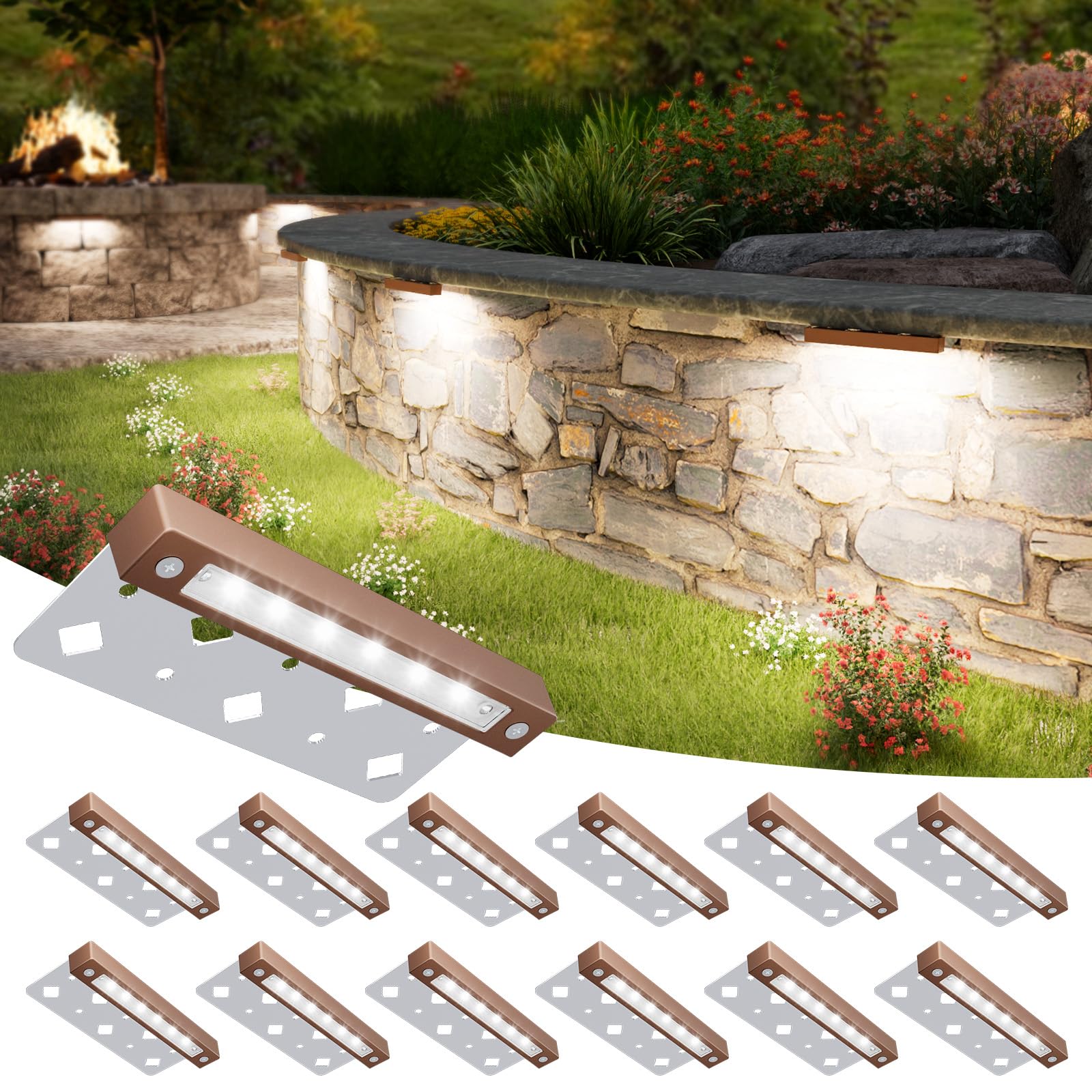 Volisun 12 Pack 7 Inch Retaining Wall Lights  Waterproof Led Hardscape Lighting  Cuttable Low Voltage Landscape Lighting  12V Paver Lights  3W Outdoor Step Lights  5000K Daylight  Etl