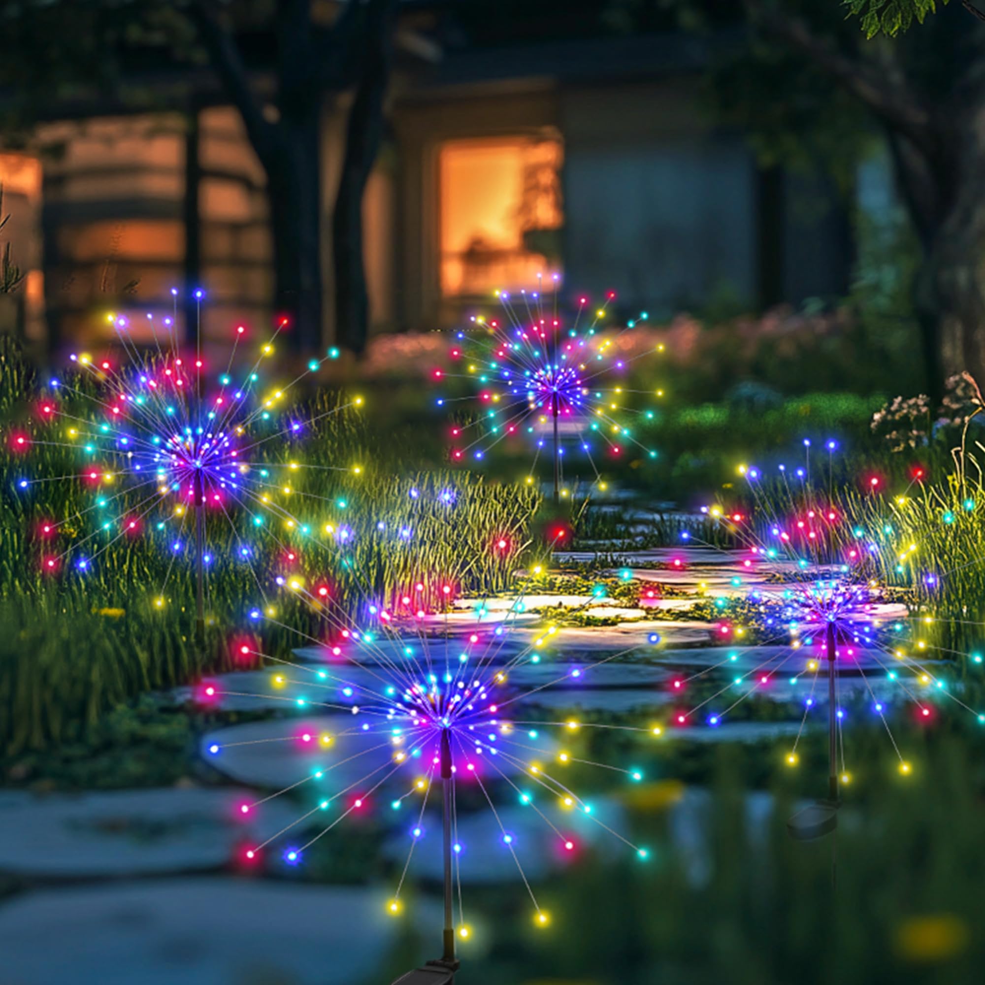 PEVOROS Garden Decor Solar Lights Outdoor,4Pack 120LED Waterproof Colorful Solar Garden Lights Your Outdoor Decoration,Yard, Pat