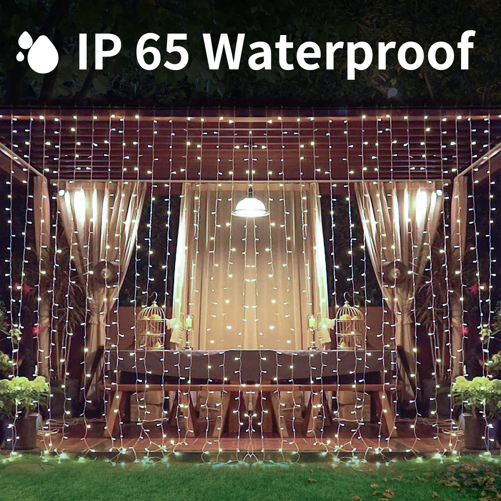 300Led Solar Curtain Lights Outdoor Indoor, Solar String Lights Outdoor Waterproof, Fairy Window Lights, Twinkle Lights 8 Modes