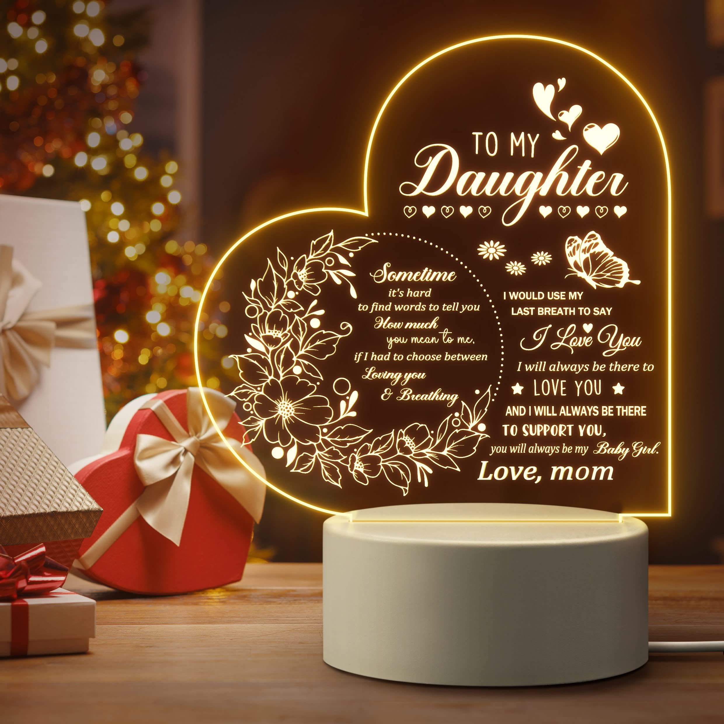 Quaintir Acrylic Night Lamp For Daughter - Perfect Gift For Mother'S Day, Graduation, Wedding, & Christmas