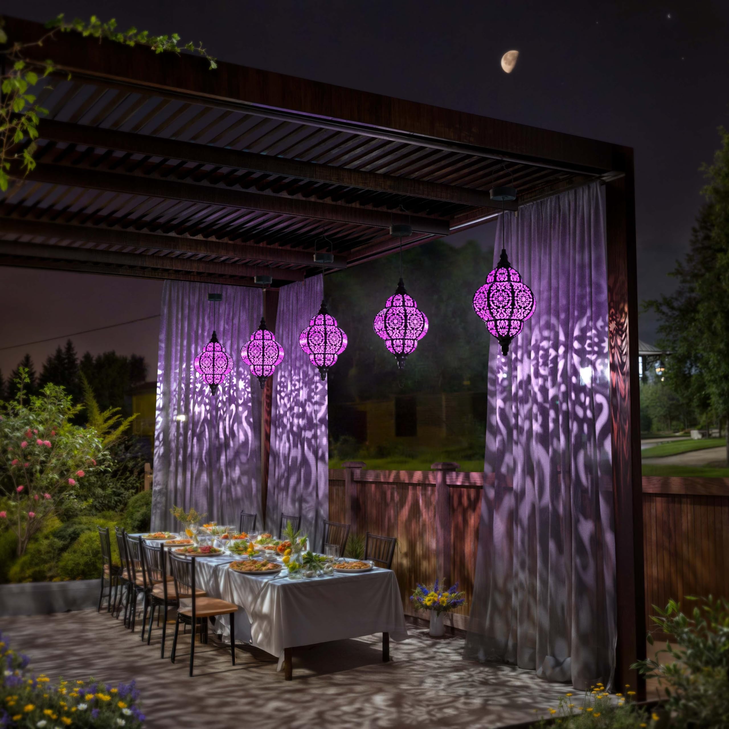 Hapjoy Solar Lanterns for Outdoor Garden Decor, Waterproof, Purple, Model ZB-520, Set of 2