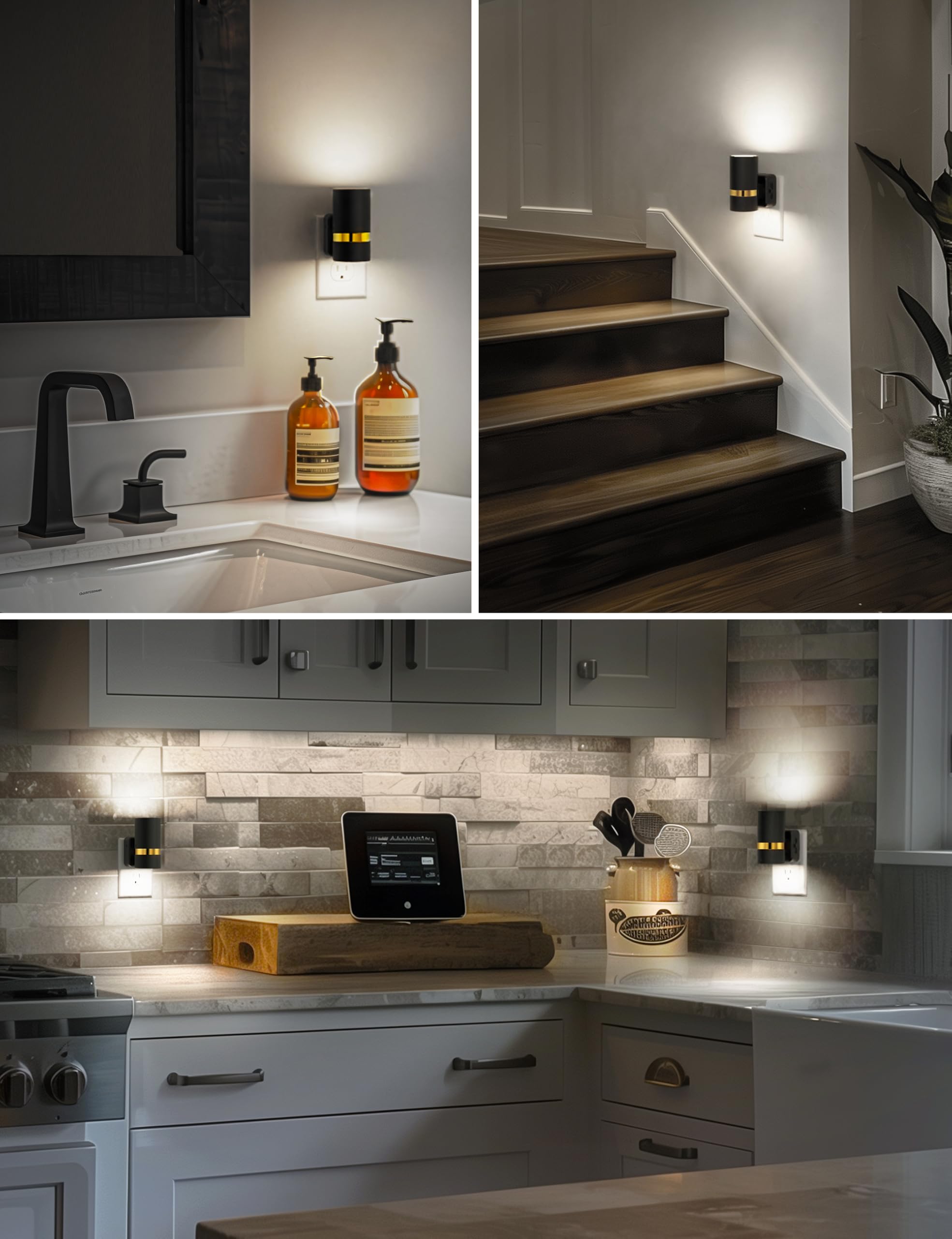 L Lohas Led Night Lights Plug Into Wall, Plug In Night Light, Light Sensor, Daylight White 5000K, Dimmable Night Light, 0-100Lm,