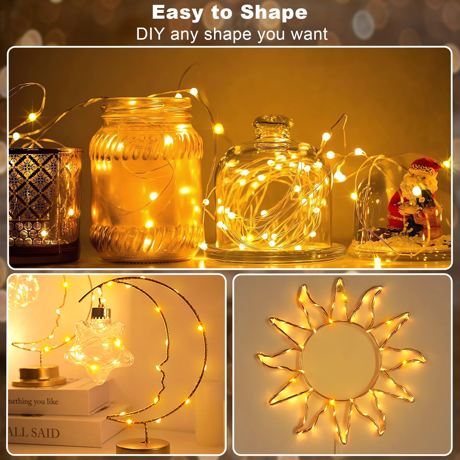CCILAND Fairy Lights, 20FT 60 LED Twinkle Lights, Battery Operated, Silver Wire, Warm White, Model B-FairyL, Indoor/Outdoor Use