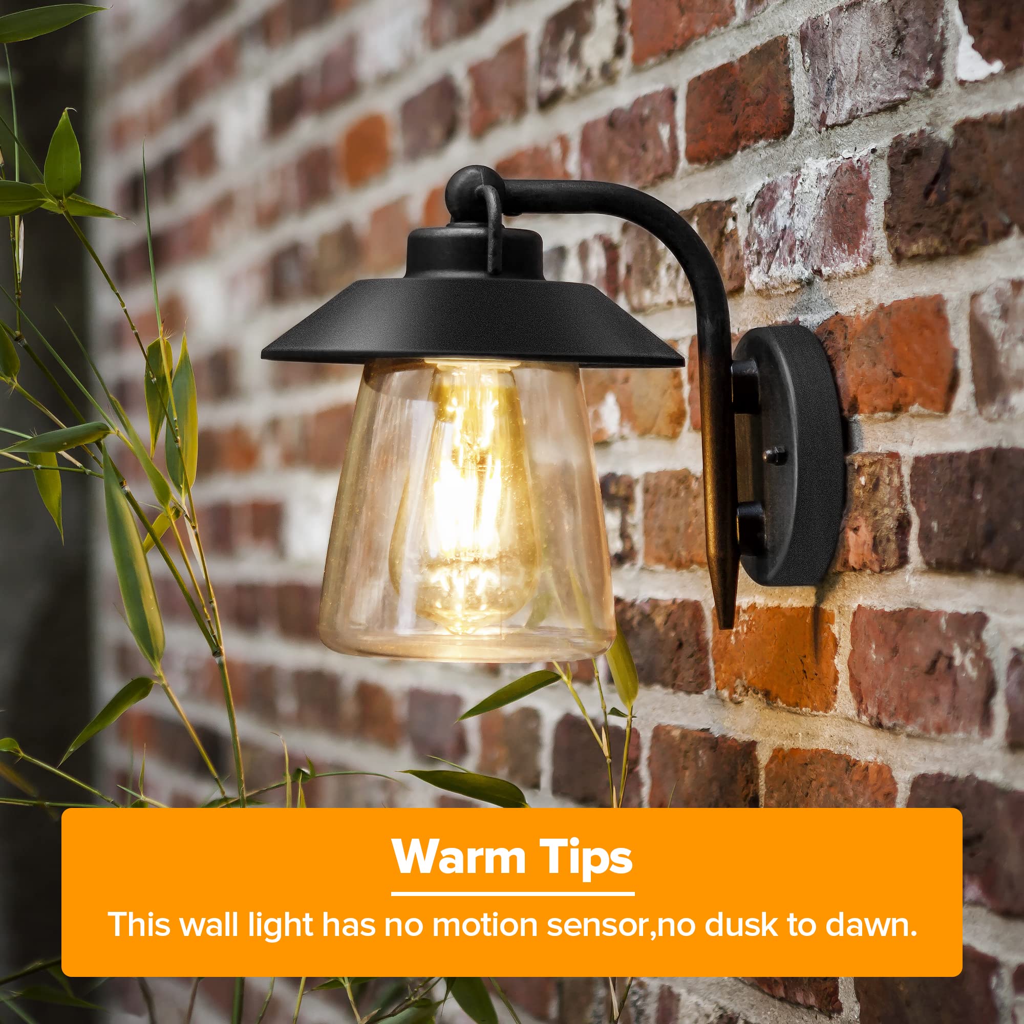 LUTEC Outdoor Wall Lantern Sconce, Matte Black Aluminum, Waterproof Clear Glass Light for Porch and Patio