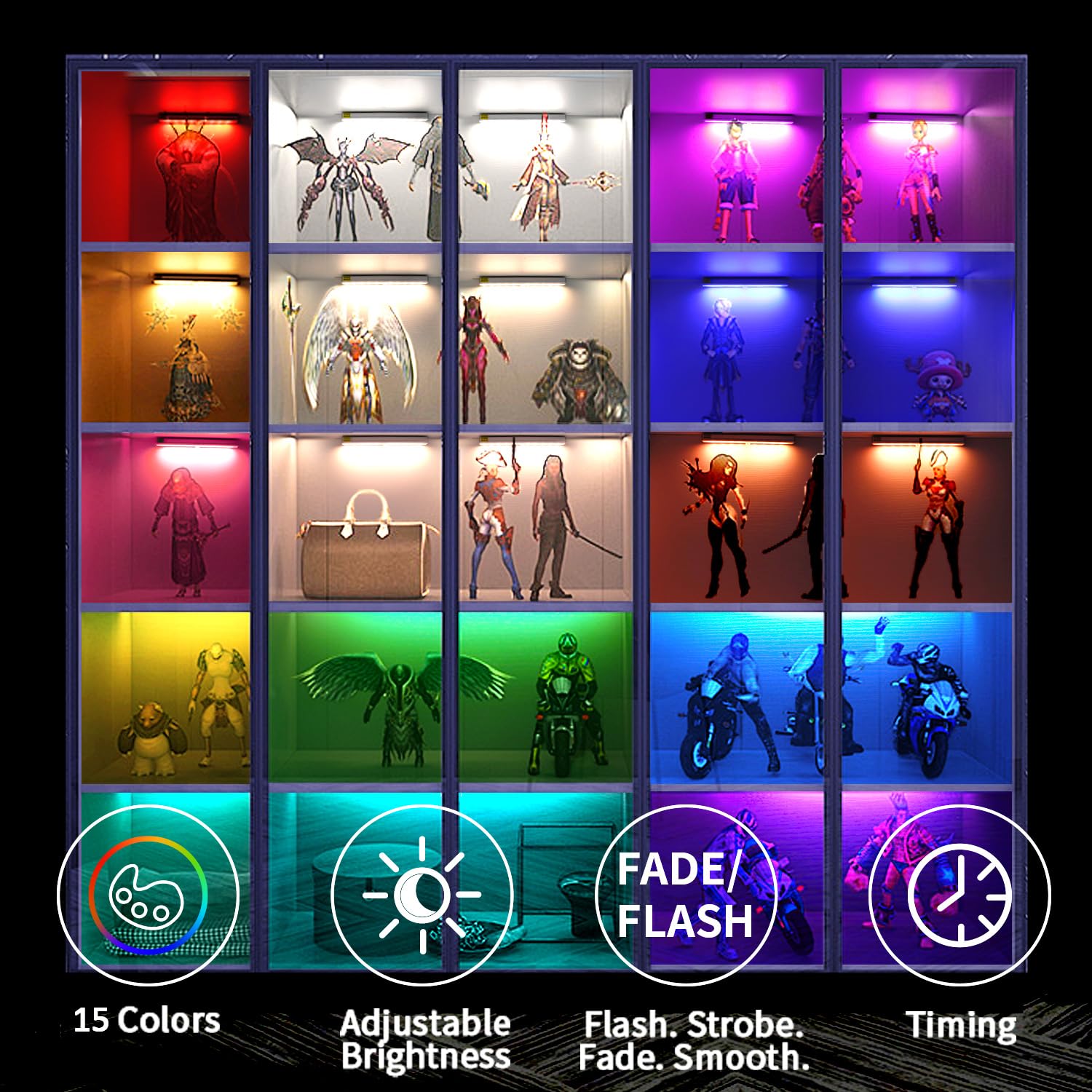 Long-Stars Under Cabinet Lights, Wireless Rechargeable Led Rgb Under Counter Lights Bar 3 Packs 48 Led 15 Color Temps Dimmable With Remote Shelf Kitchen Closet Bedroom Lights