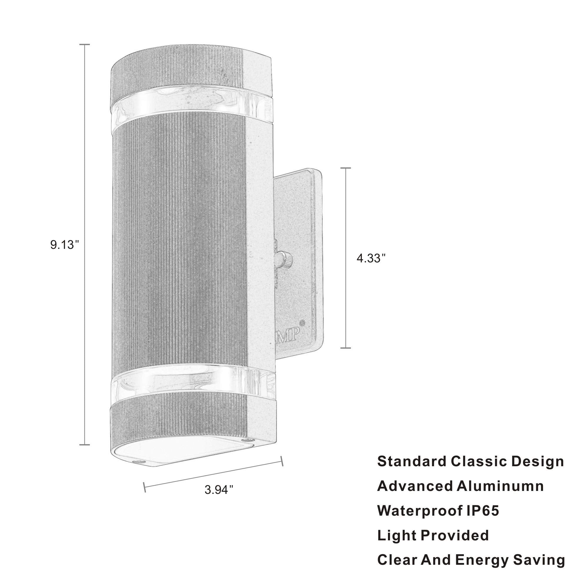 LMP LED Outdoor Wall Light, Aluminum, 3000K, 5W, Waterproof, Gray, 1 Pack, Model ZY-