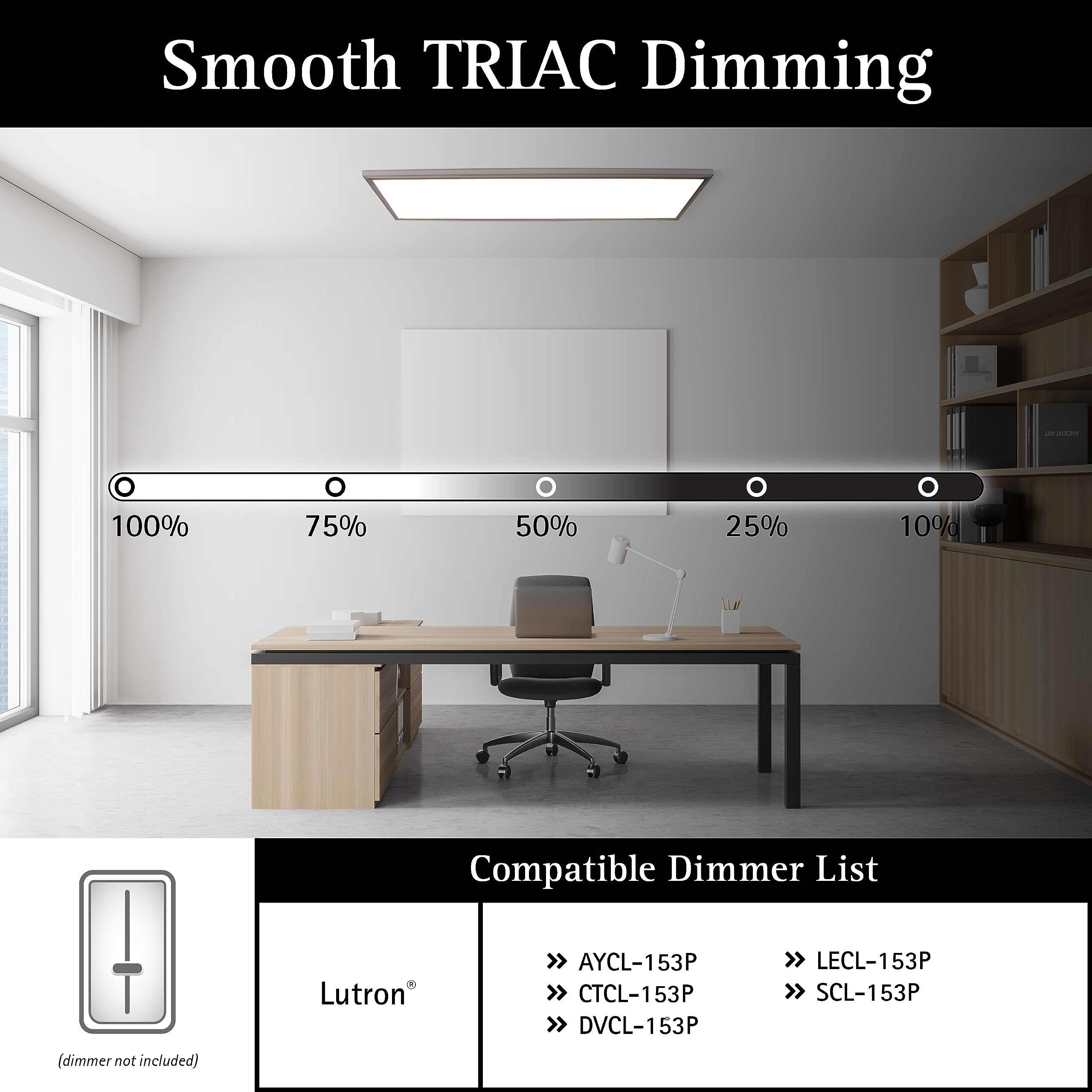 Ultralux Surface Mount Ceiling Light Panel, TRIAC Dimmable, 1x4 ft, Adjustable Color Temperature, Brushed Nickel, Model U100543