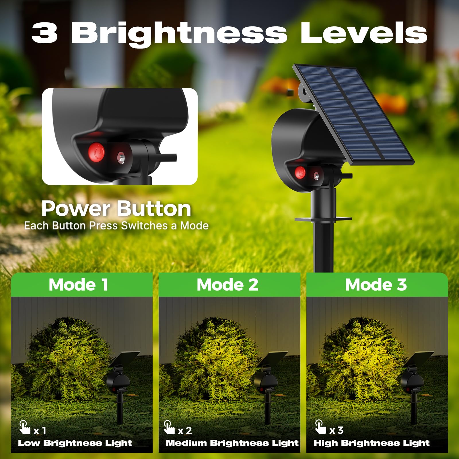 Nipify 1 Pack Solar Spot Lights Outdoor Waterproof With 3 Modes  Solar Spotlight Light For Outside Yard Landscape Lighting Pathway Lights Wall Warm White