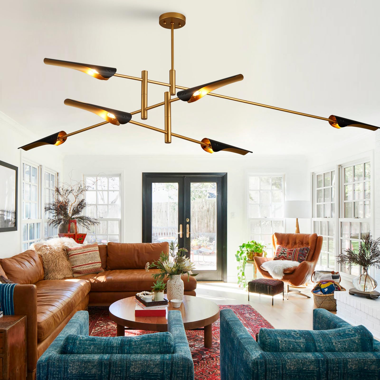 Mhytogn 76    Industrial Pendant Light 6-Lights Adjustable Farmhouse Chandelier Modern Pendant Lighting Fixtures For Dining Room