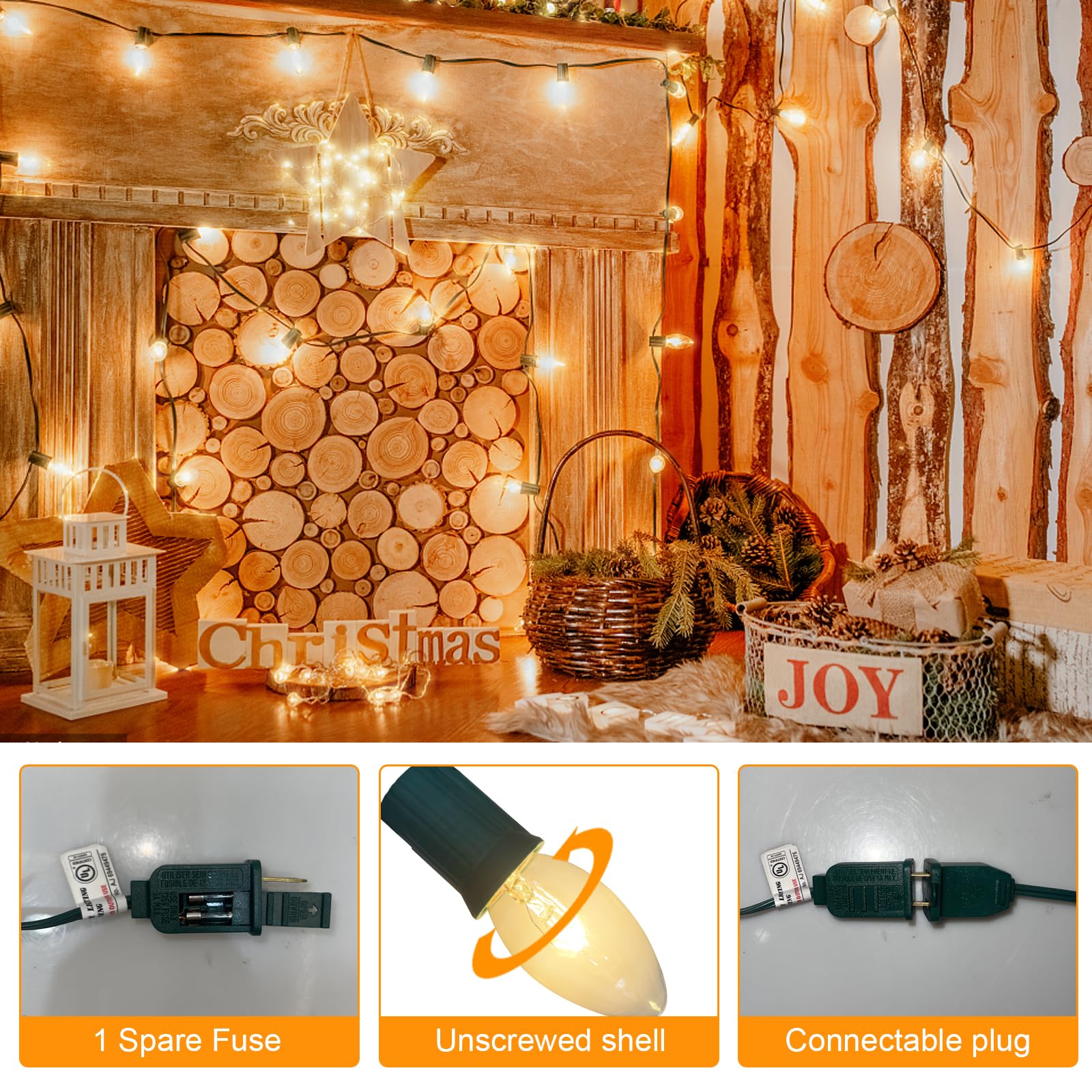 Goothy C9 Clear Christmas String Lights - 25Ft, 26 Warm White Bulbs, Ul Listed For Outdoor Patio Garden Decor