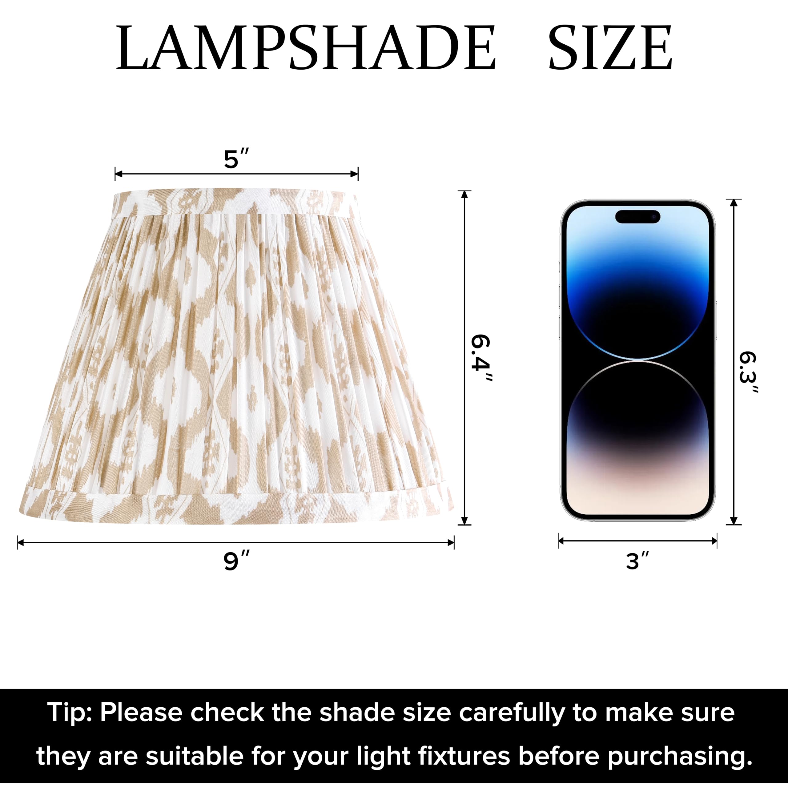 Go&So Small Pleated Art Deco Lamp Shade - Vintage Multi-Floral Design, 5X9X6.4 In, Spider Replacement Shade For Table & Wall Lamps