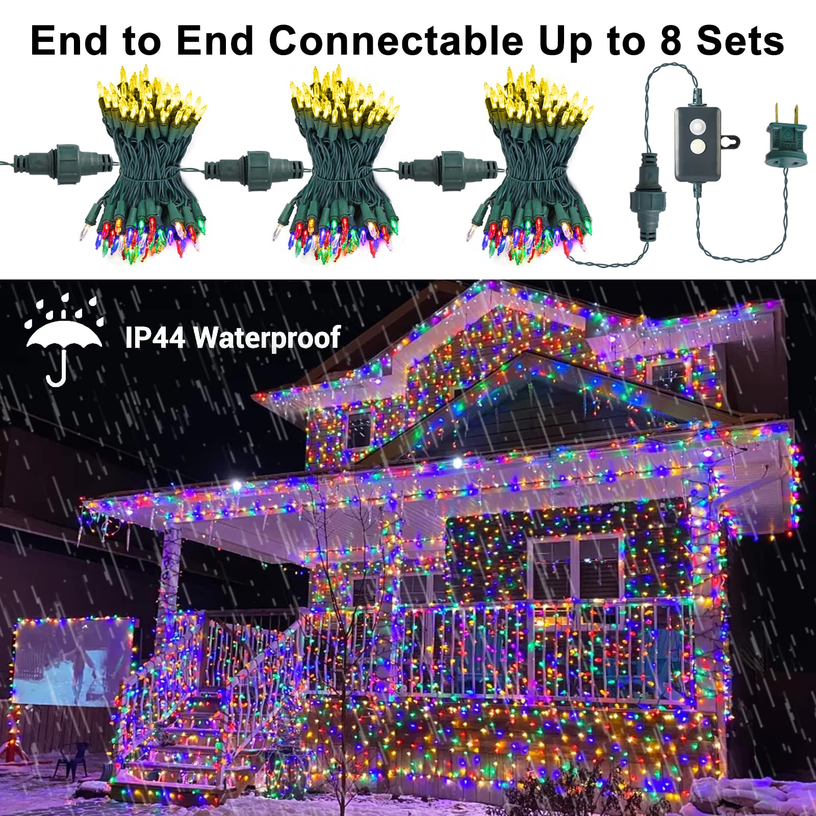 Brizled Halloween String Lights, 100 LED, 33ft, Purple & Orange, UL Certified, Connectable, Outdoor Decor