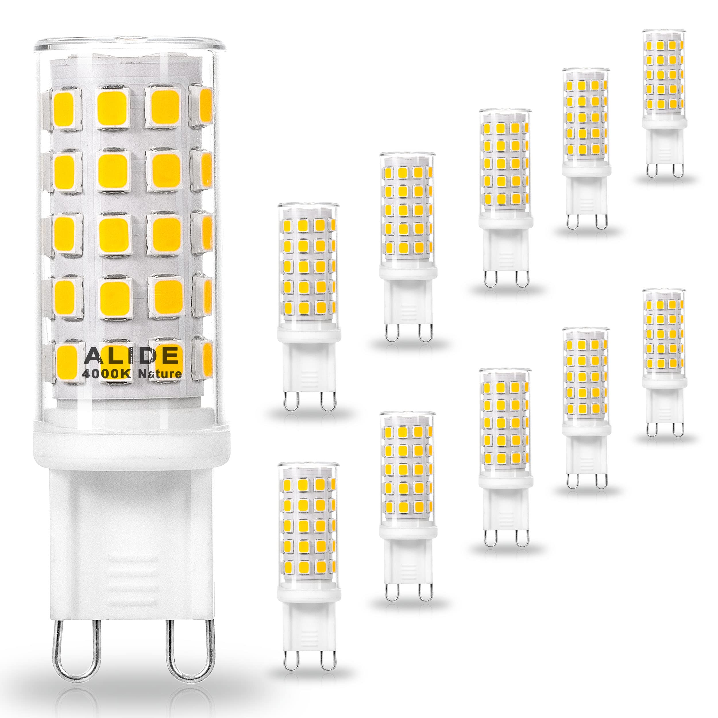 Alide G9 5W Led Bulbs 4000K Natural White,50W 60W Halogen Equivalent,Ac120V T4 G9 Bi-Pin Neutral White Led Bulbs For Chandelier 