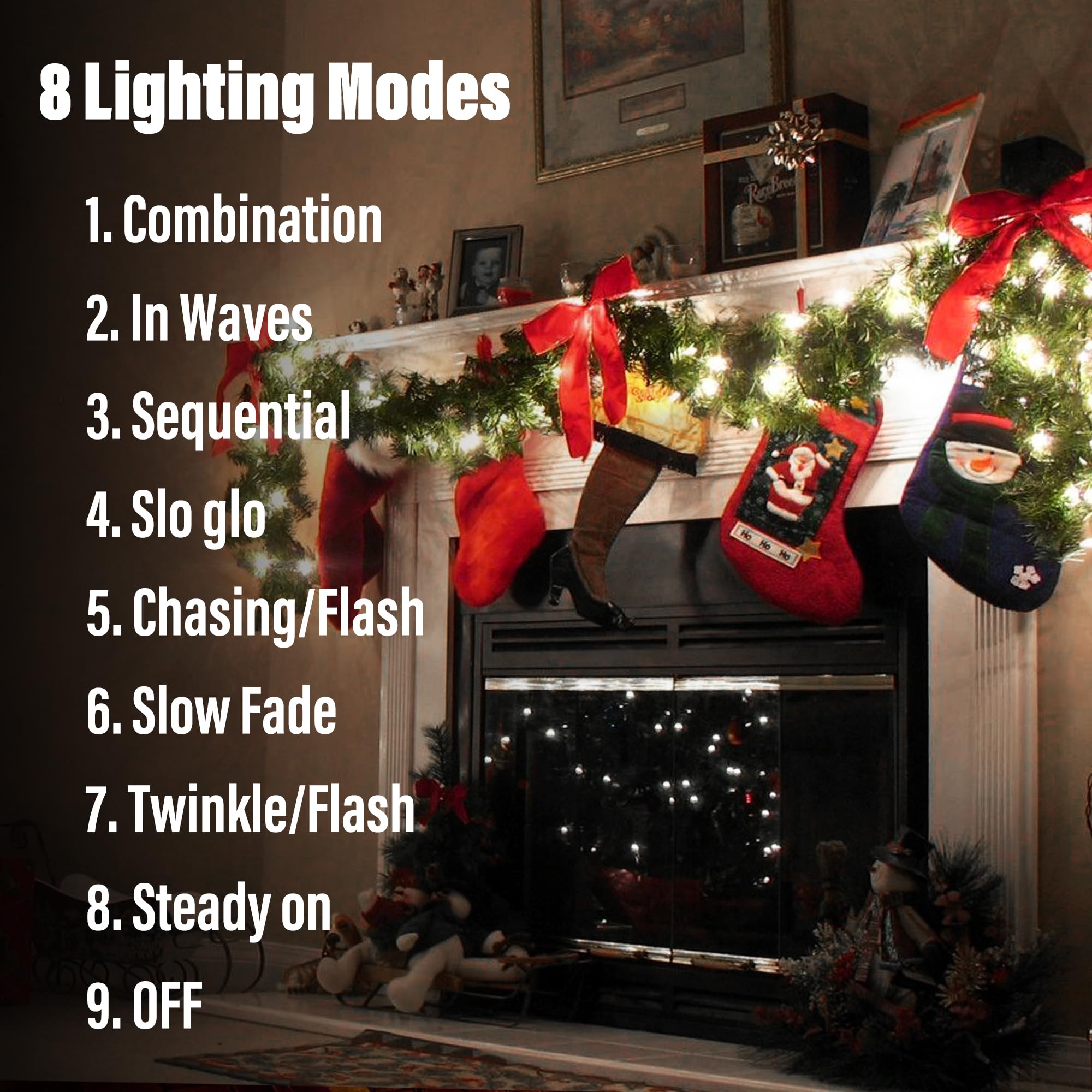 Lomotech Battery Operated Christmas Lights - 200 LED String Lights, 66ft, 8 Modes, Waterproof, White, 4 Pack