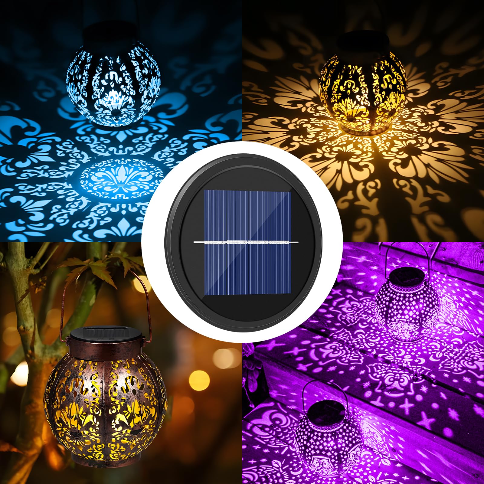 Helesin Replacement Solar Light Parts 2 Mode 2 Pack Warmwhite And Rgb Color-Changing,Solar Lights Replacement Top, Inserts For L