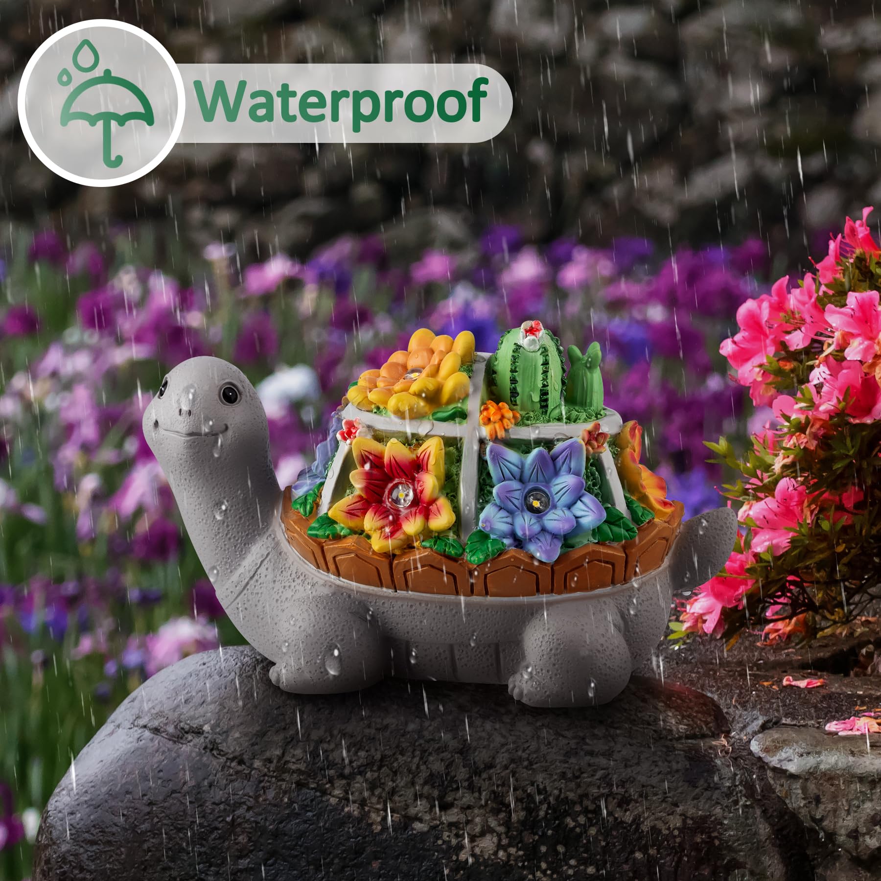 LESES Turtle Garden Decor for Outside Solar Statue Outdoor Clearance, Cute Turtle Solar Statues with LED Lights Lawn Ornaments D