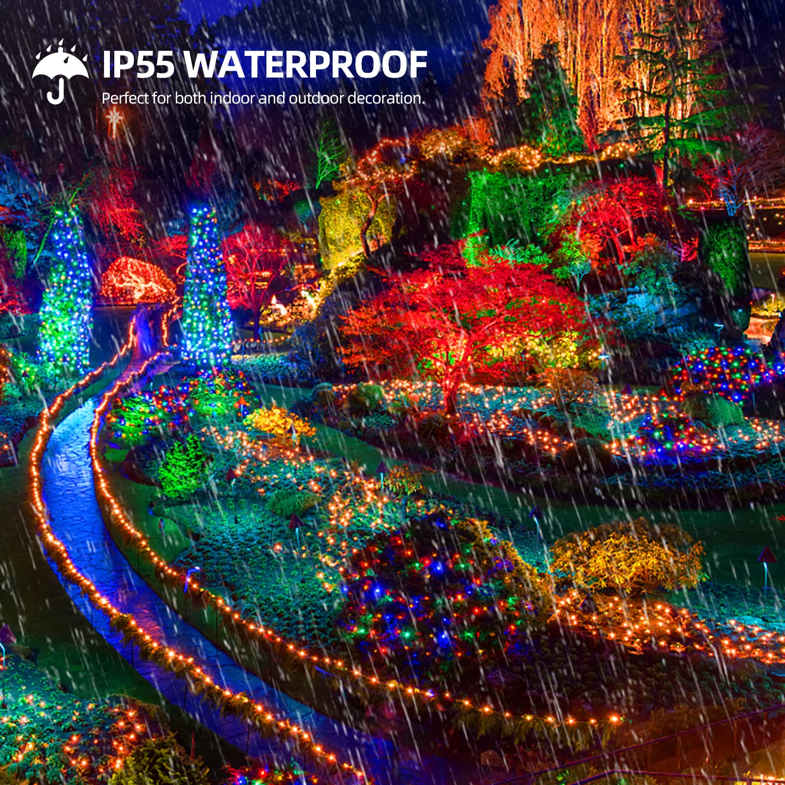 Outylts 1000 Led 328Ft 8 Modes With Timer Christmas String Lights Ip55 Outdoor Waterproof Ul Certificated Indoor Fairy Lights Garden Patio Wedding Christma Trees Parties Decoration Multicolor