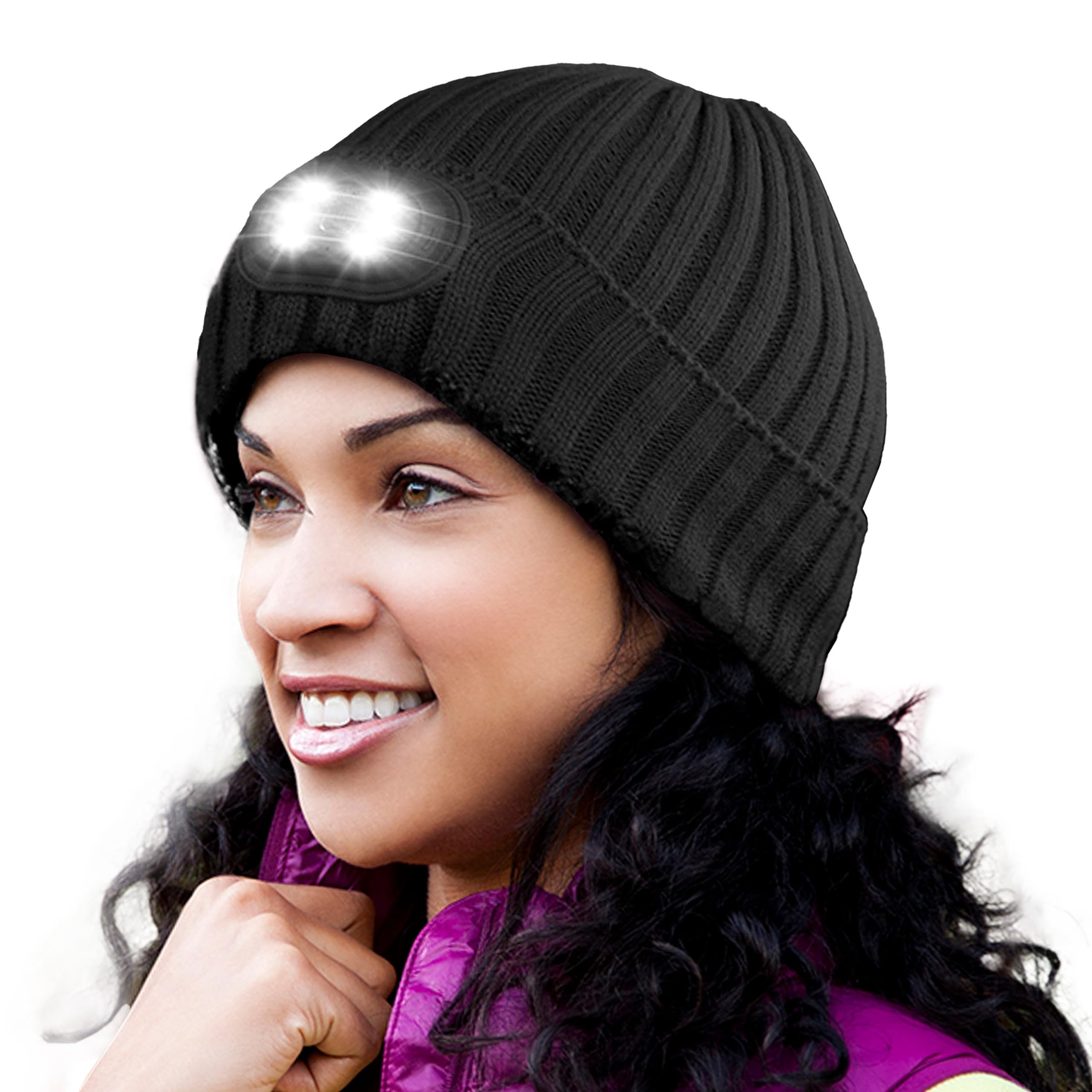Head Lightz Headlightz By Roq Innovation - Beanie With Light, Unisex Led Beanie Hat With Light Built In, Rechargeable, Black-Mon