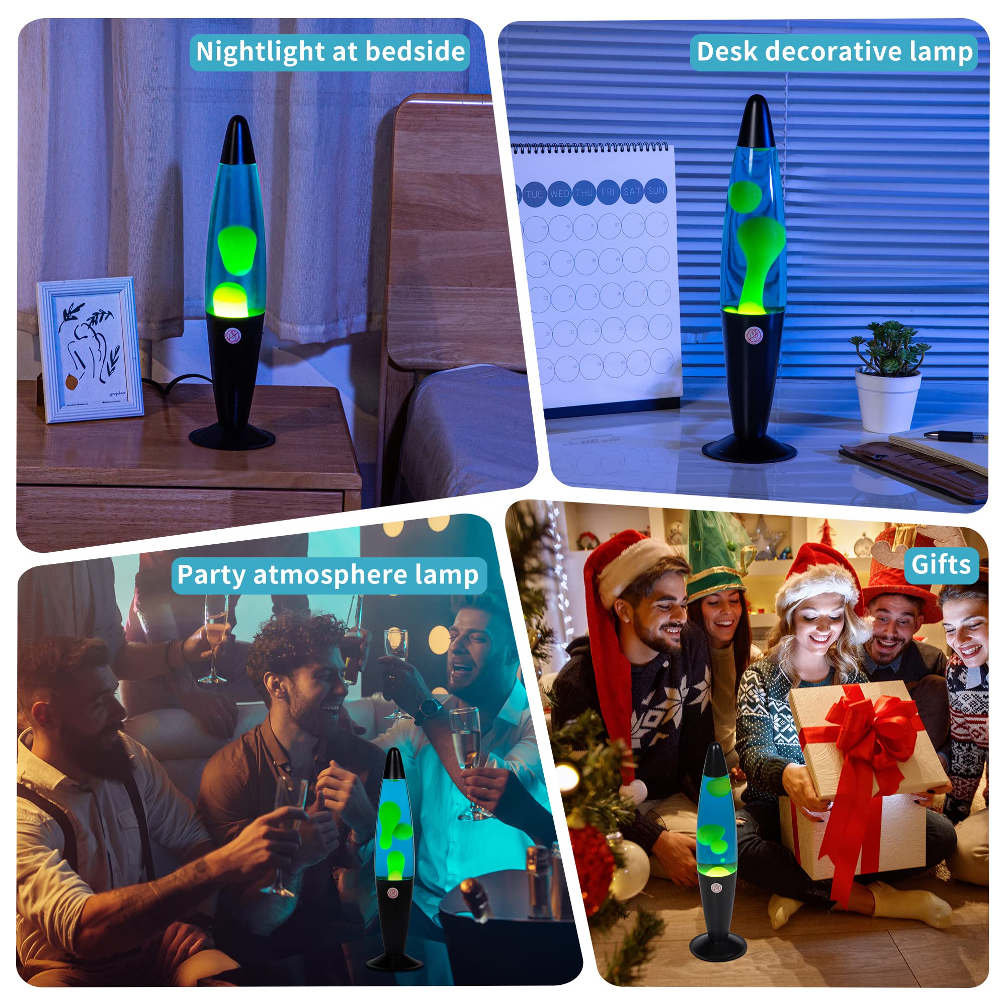 EDIER Magma Lamp, 16 Inch Black Motion Lamp Blue with Yellow Wax Relaxing Night Light for Adults Night Light for Home Office Dec