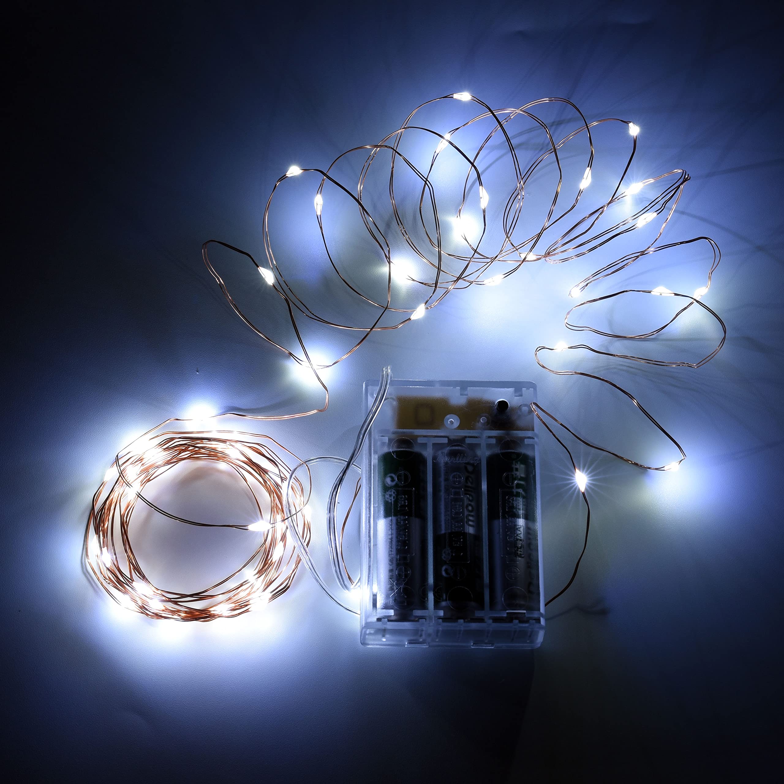 Karlling White Fairy Lights Battery Operated, 16Ft 50 LED Copper Wire String Lights with Timer, 8 Modes Twinkle Lights for Bedro