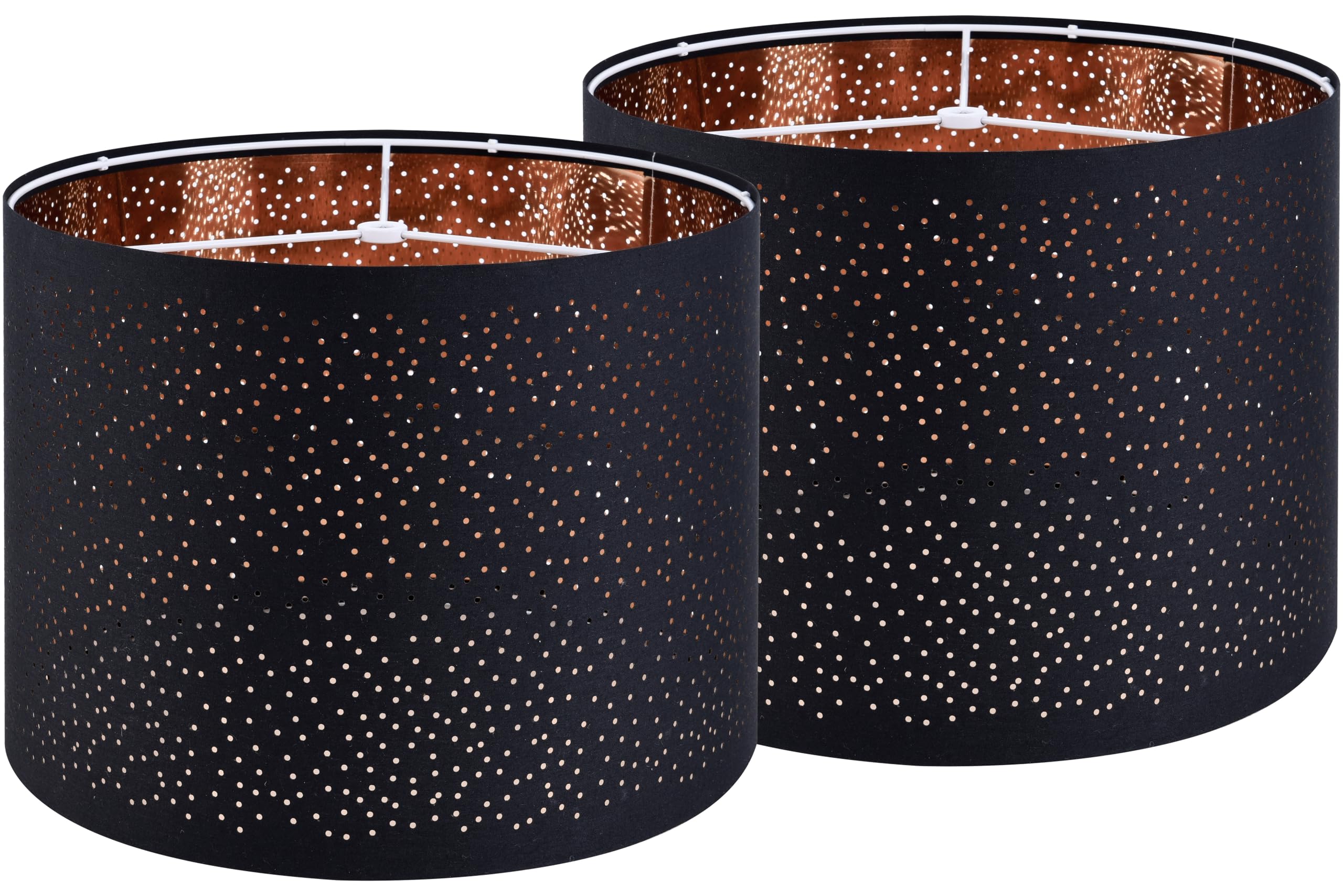 GO&SO Black Drum Lampshades Set of 2, Laser Drilling Design, 13"x13"x10", Fabric, Model GS5-16-BL-2
