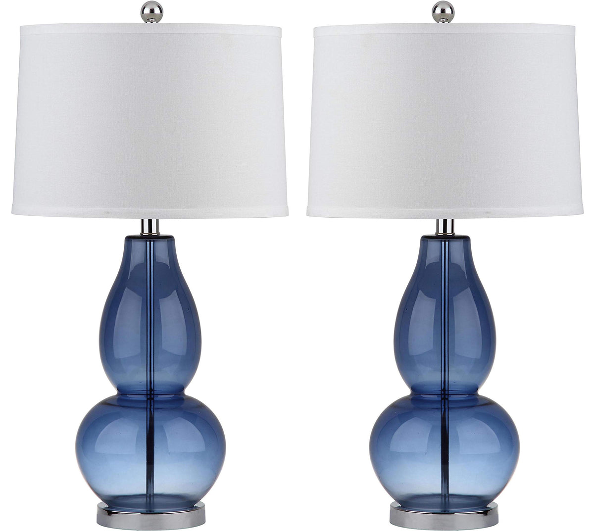 Safavieh Mercurio Blue Glass Double Gourd Table Lamp Set Of 2, 29-Inch, Led Bulbs Included