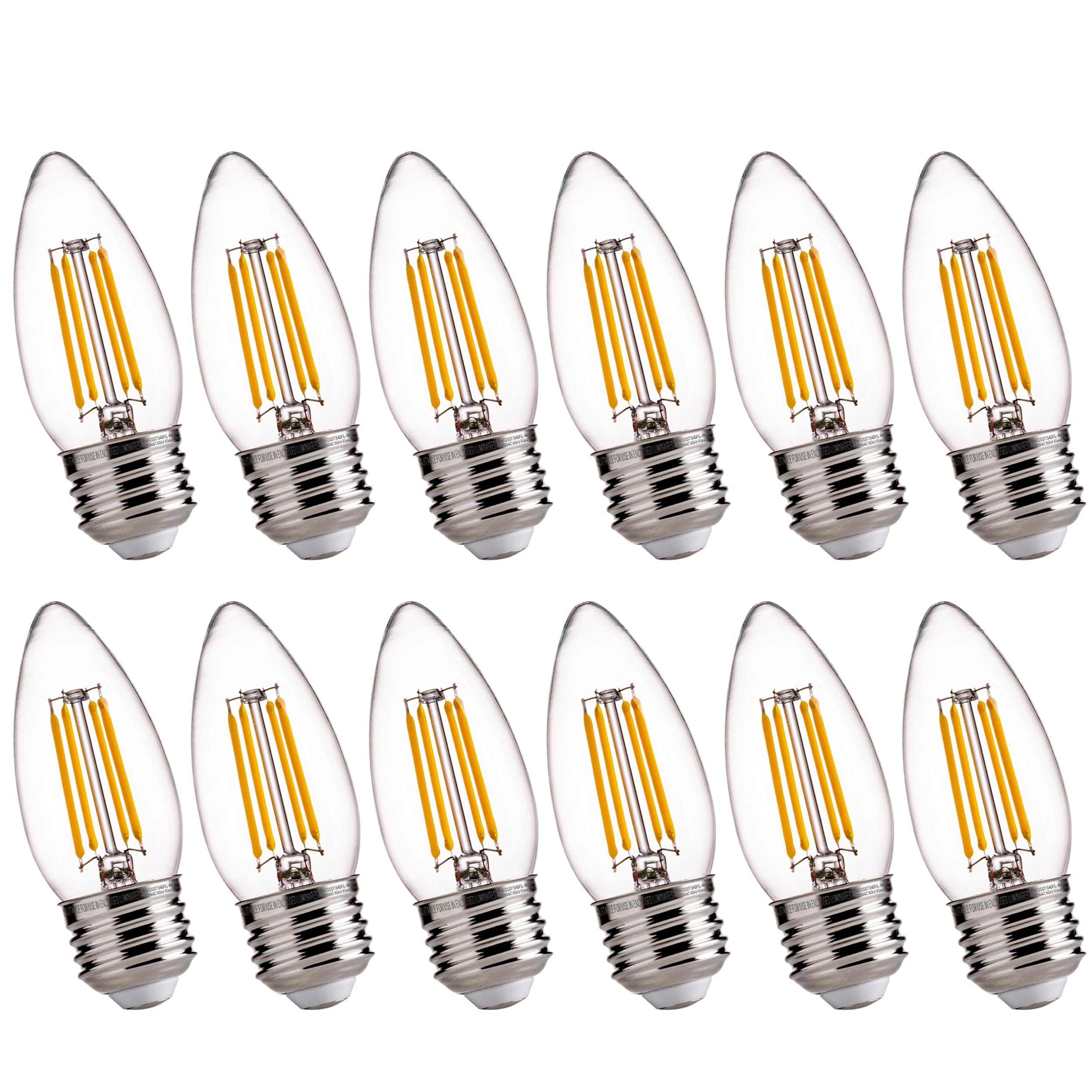 FLSNT 100W Equivalent LED Candelabra Bulbs, 800LM Dimmable LED Chandelier Light Bulbs, 2700K Soft White, E26 Base, 12 Pack