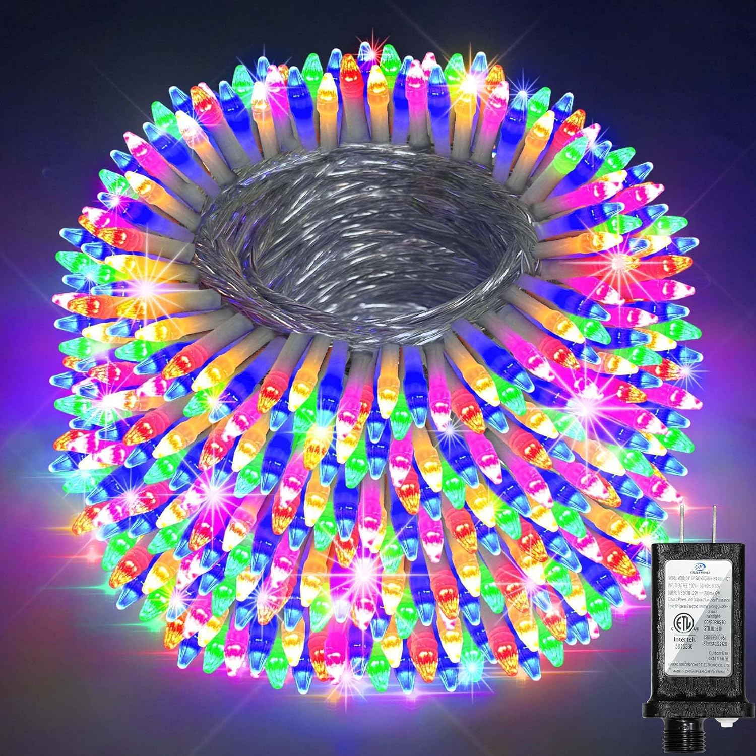 340 Led 90Ft Christmas String Lights Outdoor  12 Pro Modes And Timer Memory & Brightness  Plug In Outdoor Waterproof Clear Wire Twinkle Light For For Xmas Yard Tree Wedding Party Decor (Multicolor)