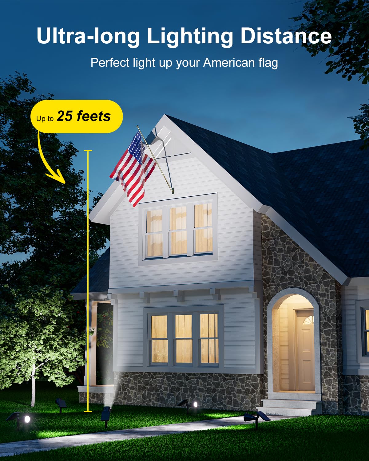 FALOVE Solar Lights 2-in-1 Waterproof 4 LED Spotlight Auto On/Off for Patio Deck Yard Garden Driveway Pool Area 2 Pack