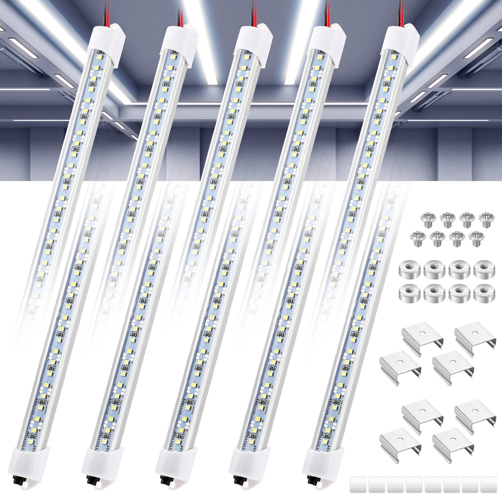 8 Pcs 12V Interior Led Light Bar For Car Led Light With Switch And Magnets Strip White 12V Lighting For Indoor Room Home Car Cargo Truck Trailer Van