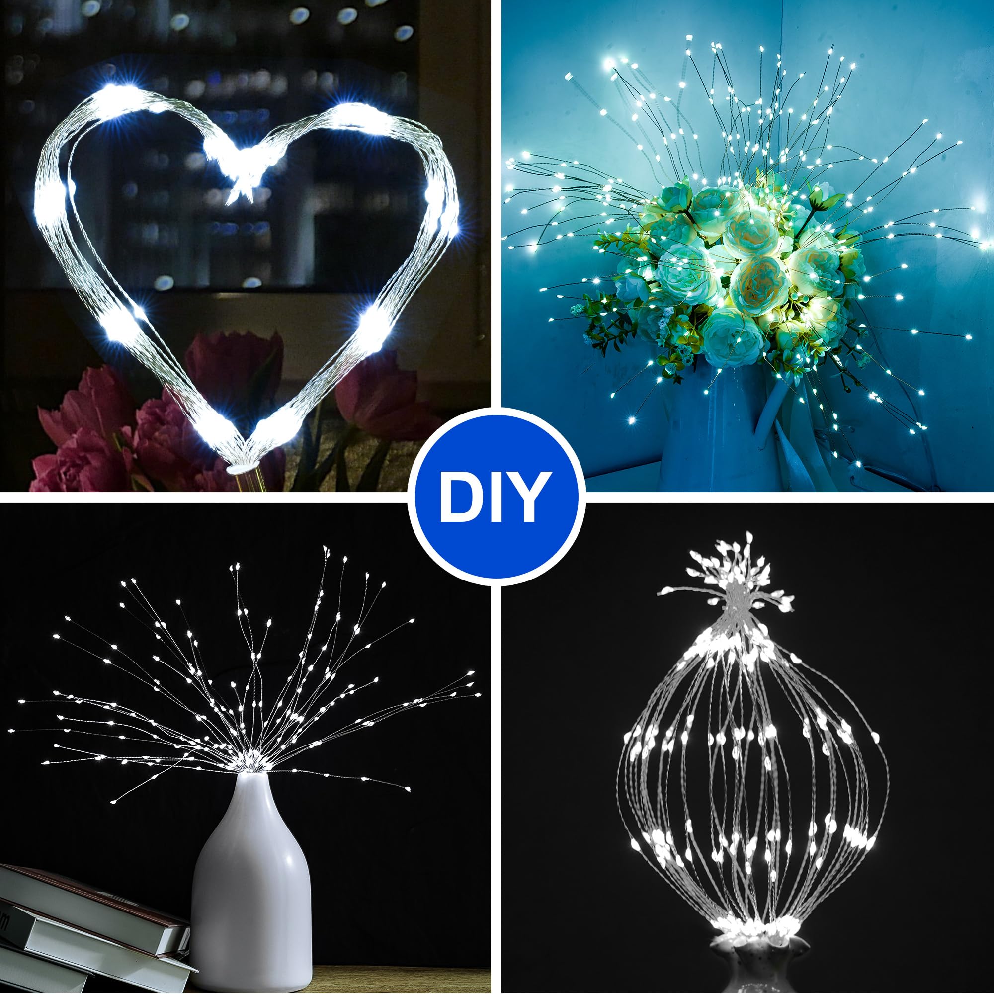 MERRIMAX Solar Starburst Lights - 1000LED Outdoor Fairy Lights, 8.2ft, Waterproof, Remote Control, Dimmable, White - Holiday Decor (Solar001)