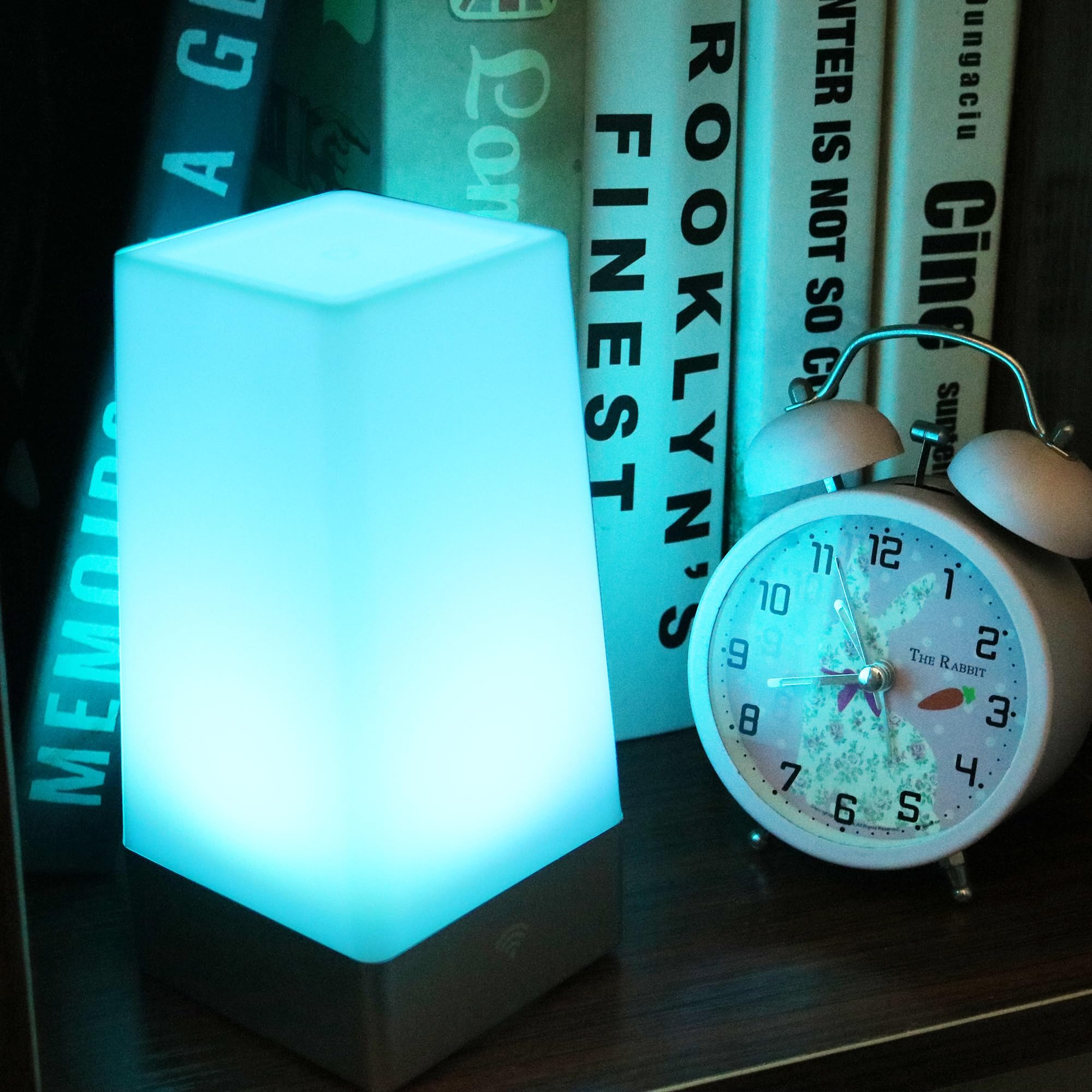 Wralwayslx Led Square Night Light With Remote Control,Color Changing Table Lamp Battery Operated Lamp For Kids Room, Bedroom,Kit