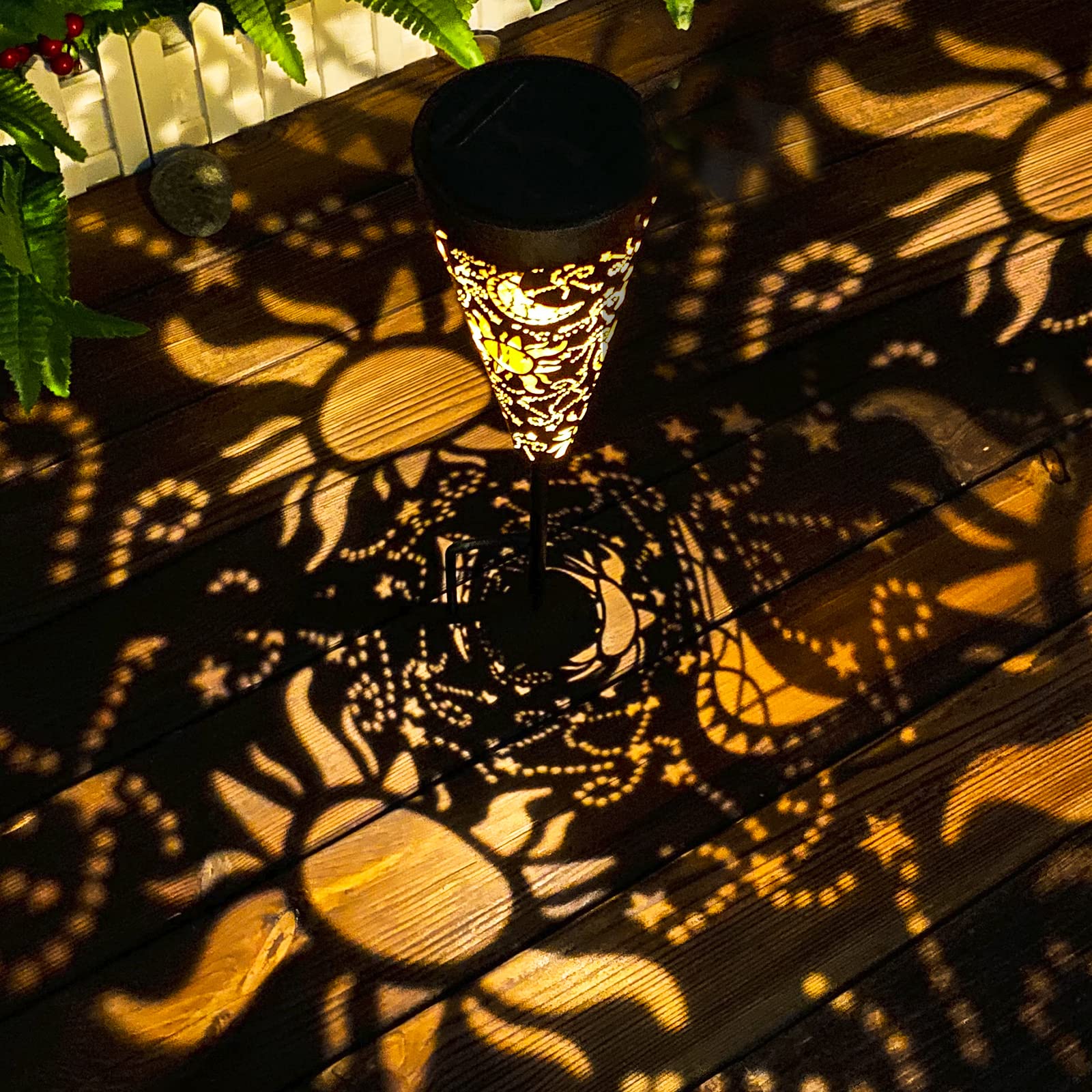 Dibieecn 6 Pack Sun And Moon Solar Pathway Lights Outdoor,Metal Garden Decorations Outdoor Lights With Patterns And Warm Light,W