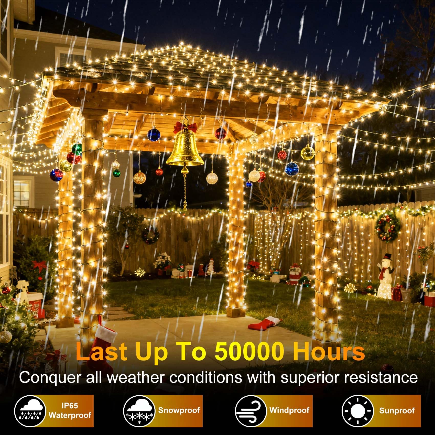 340 Led 90Ft Christmas String Lights Outdoor  12 Pro Modes And Timer Memory & Brightness  Plug In Outdoor Waterproof Clear Wire Twinkle Light For For Xmas Yard Tree Wedding Party Decor (Warm White)