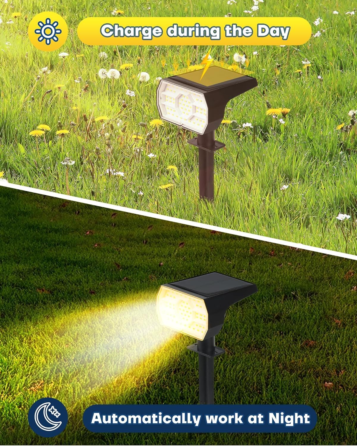 Kaxiida Solar Spot Lights, IP68 Waterproof, 56 LEDs, Warm White, 8 Pack, well-made ABS Plastic, Model CPD-23